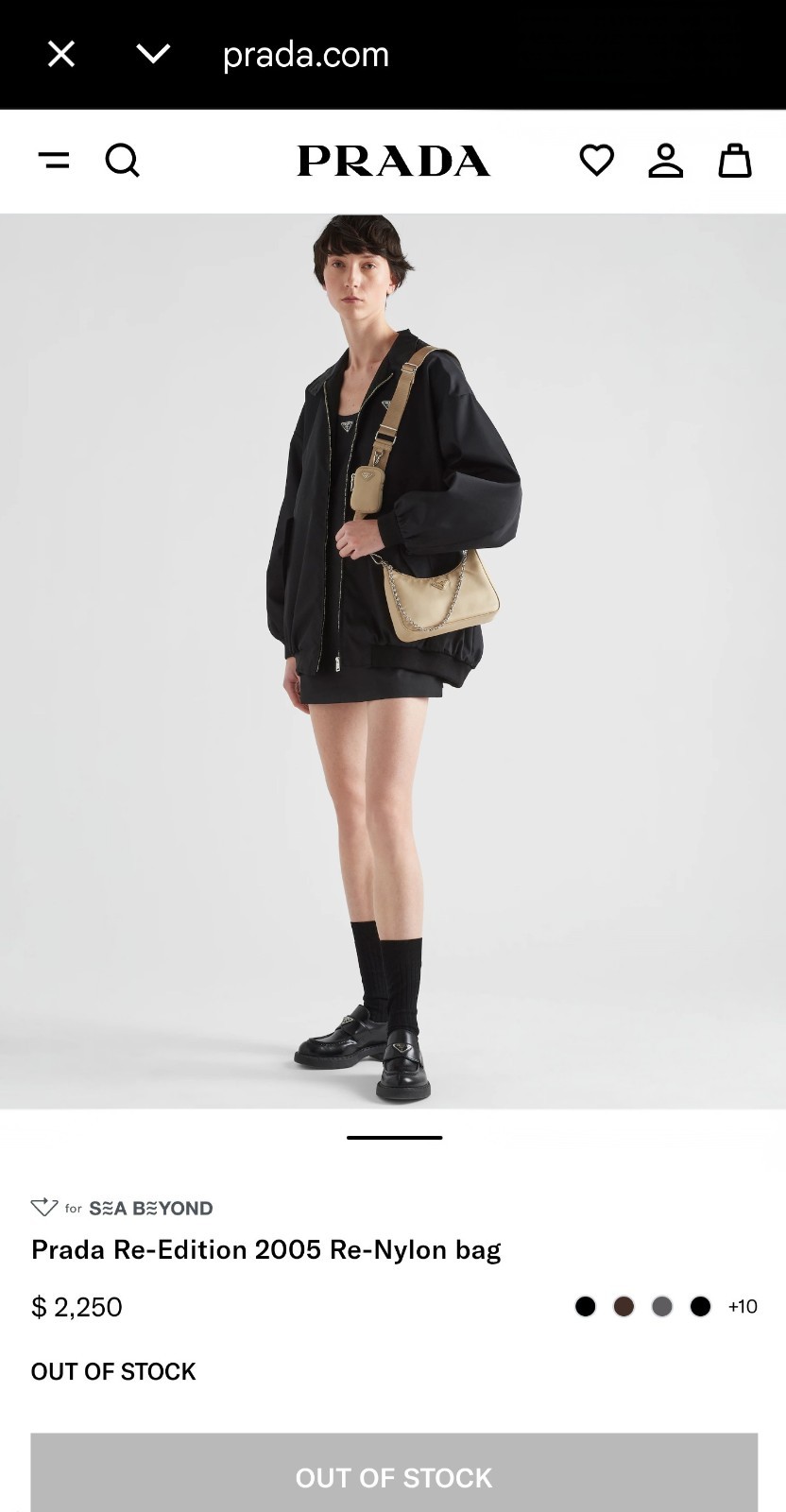 Prada Re-Edition 2005 Beige/Neutral Shoulder Bag Tessuto MSRP: $2,250