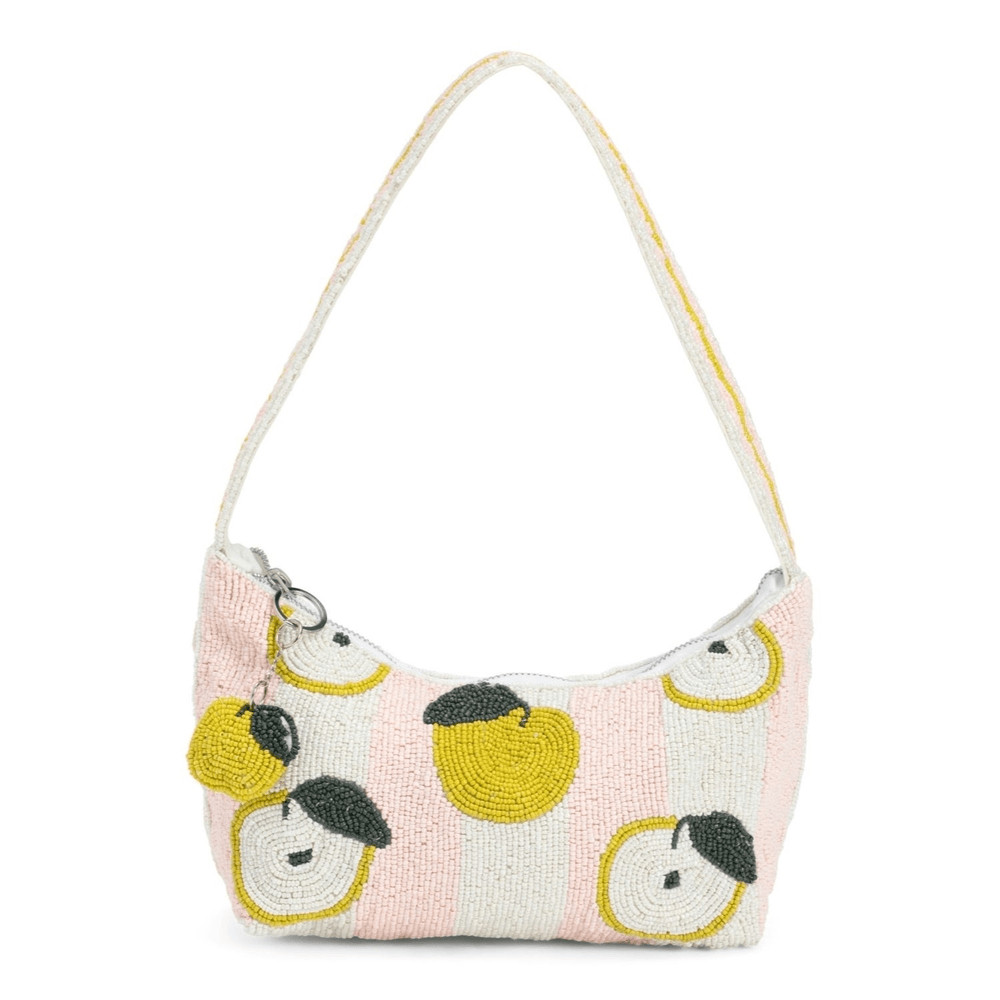 Lemon Beaded Shoulder Bag – Pink and Yellow
