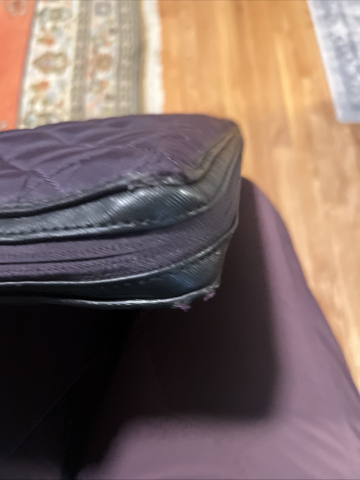 Knomo London Marina Quilted Tote Bag Purple Laptop Sleeve Expandable