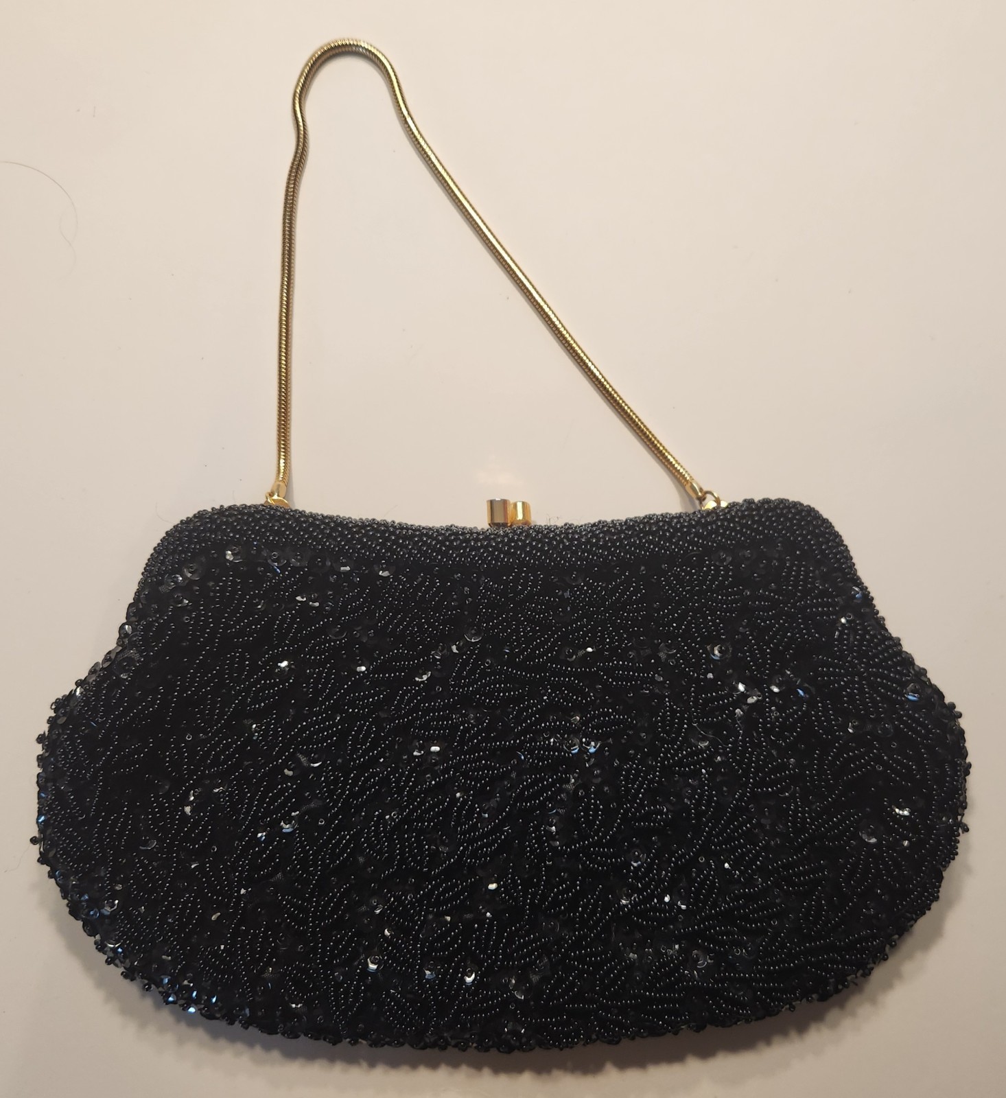 Vintage Hand Beaded Handbag Made In The Crown Colony of Hong Kong ~ Free Ship