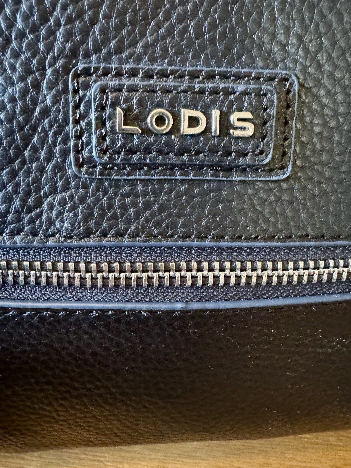 Lodis Pebbled Leather Crossbody Bag Charlotte Purse Navy Classic Designer