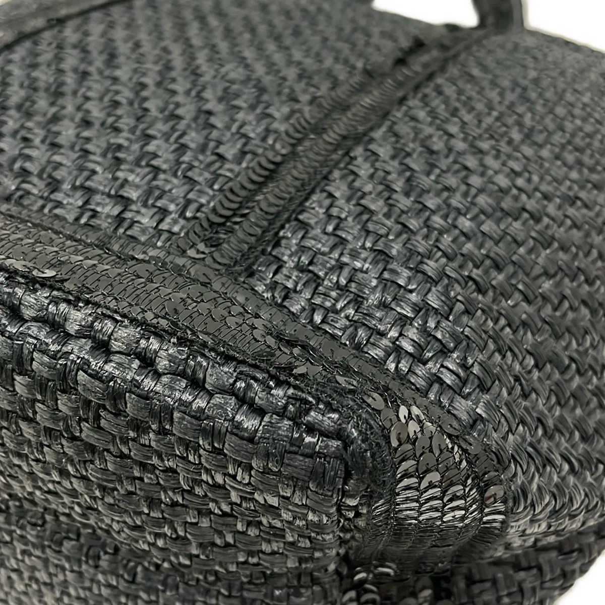 vanessa bruno – Black Raffia Sequins Tote Bag