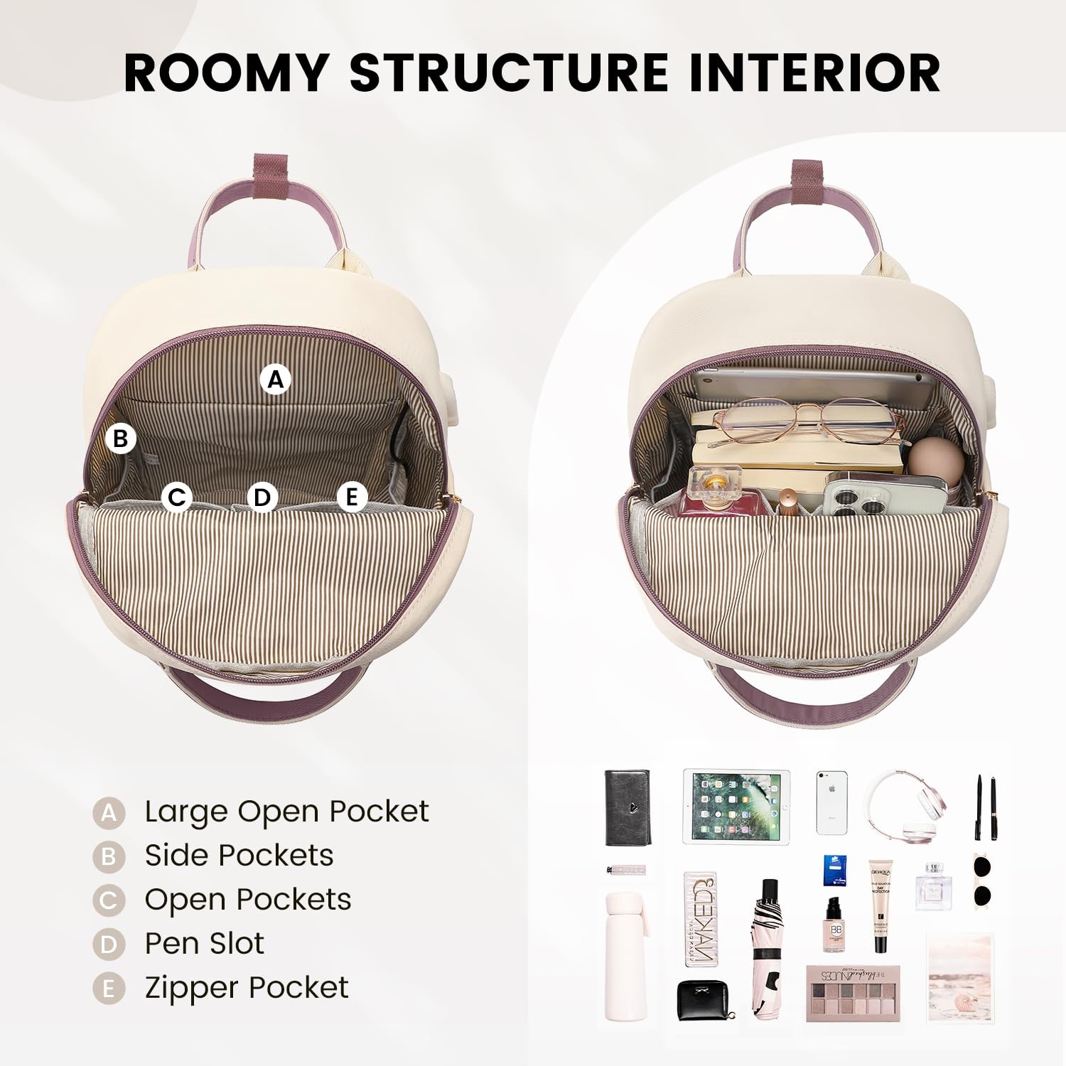 LOVEVOOK Mini Women’s Backpack Stylish Waterproof Purse Usb Port Purple 11 inch