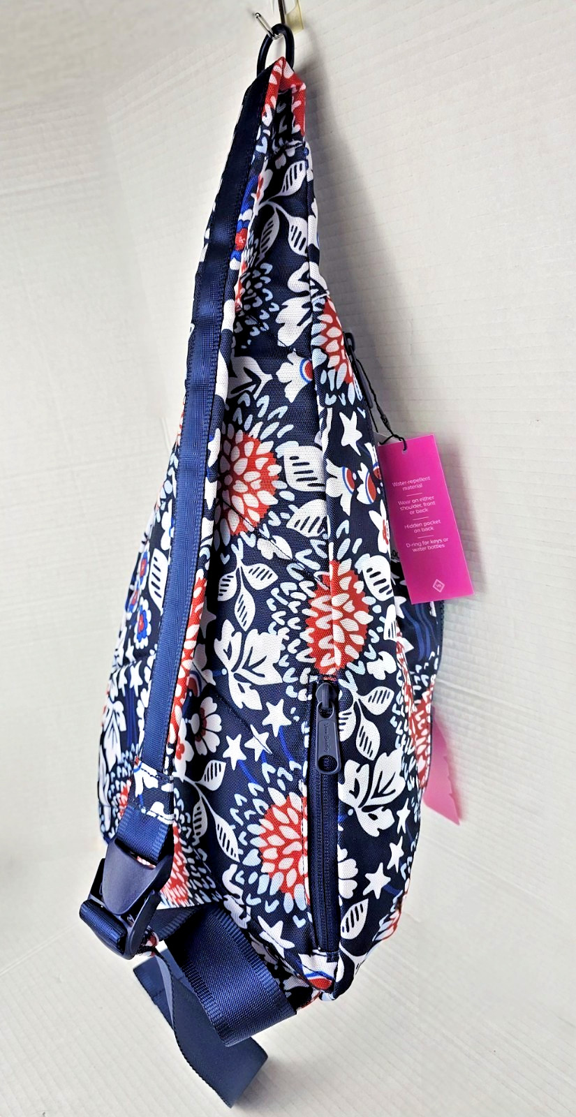 Vera Bradley ReActive Sling Backpack in Red, White & Blossoms