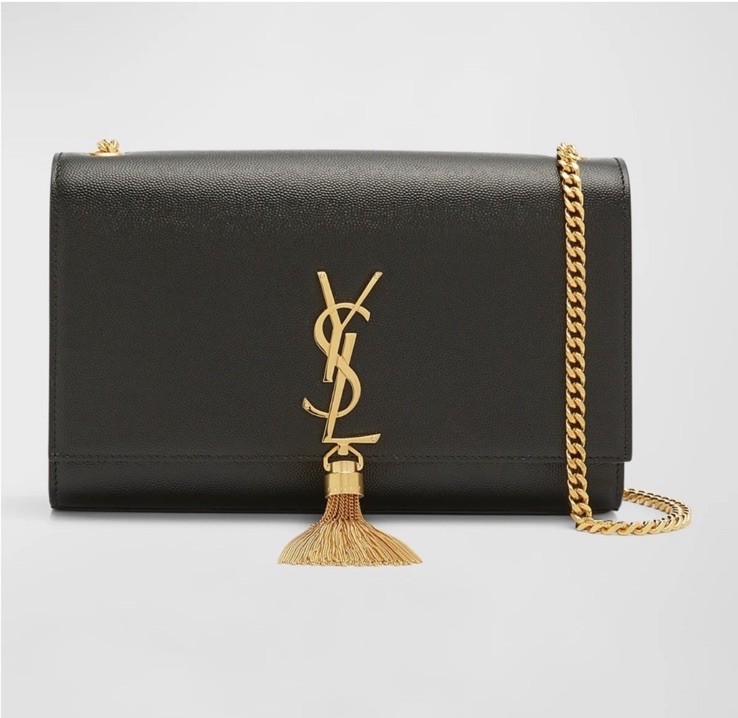 Saint Laurent Kate Magnetic Closure Shoulder Bag Medium Black Leather
