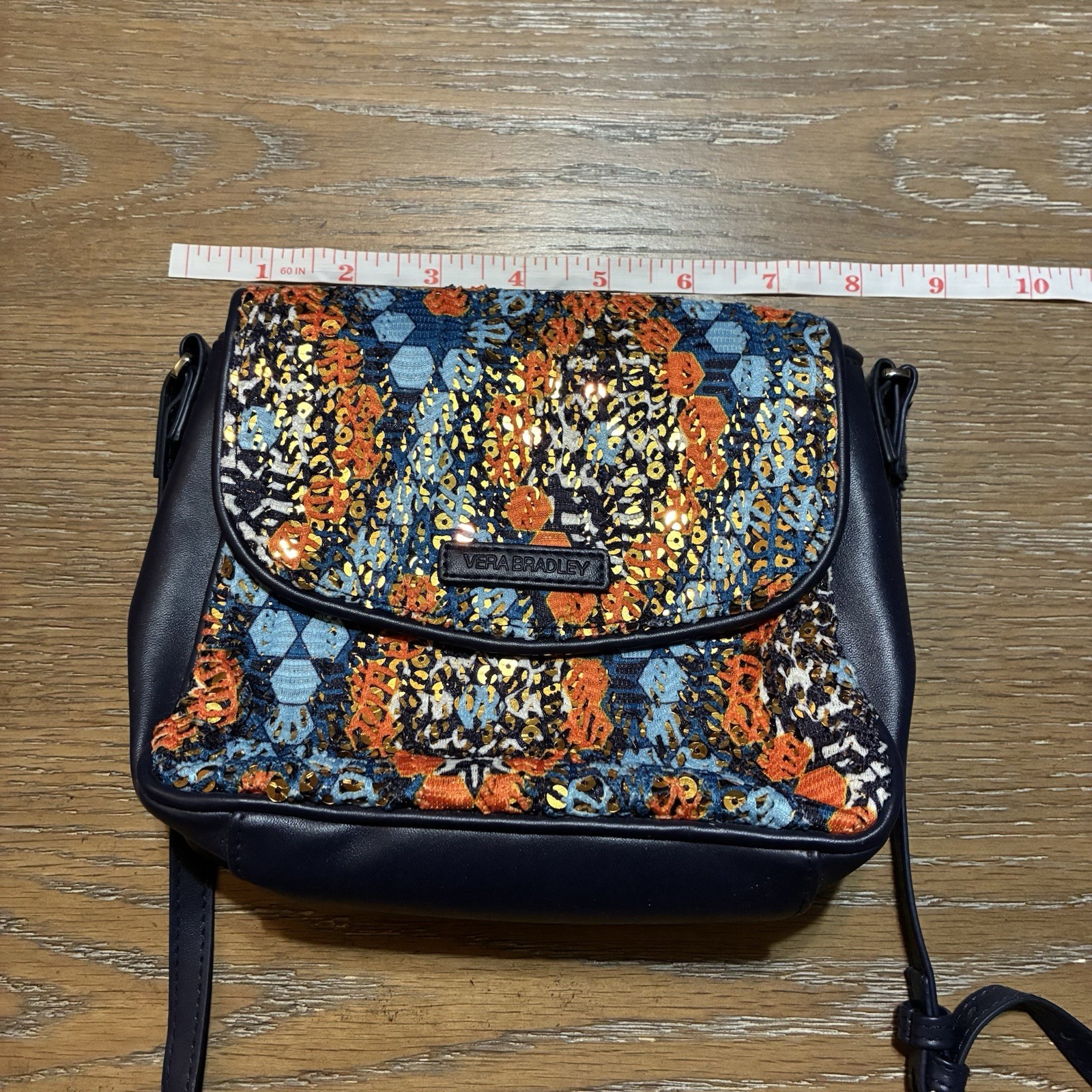 Vera Bradley Summer Sparkle Crossbody Bag with Marrakesh Beads Blue Orange