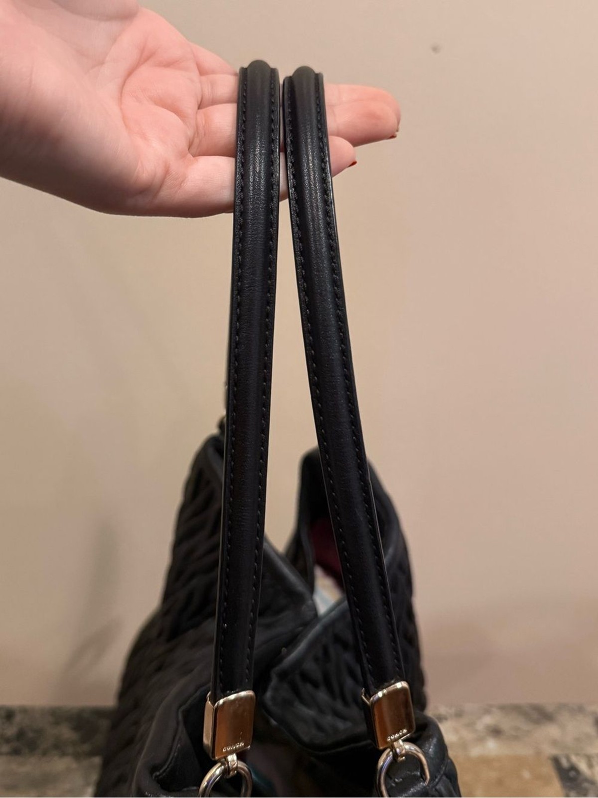 Coach Madison Phoebe Gathered Twist Leather Shoulder Bag – Black