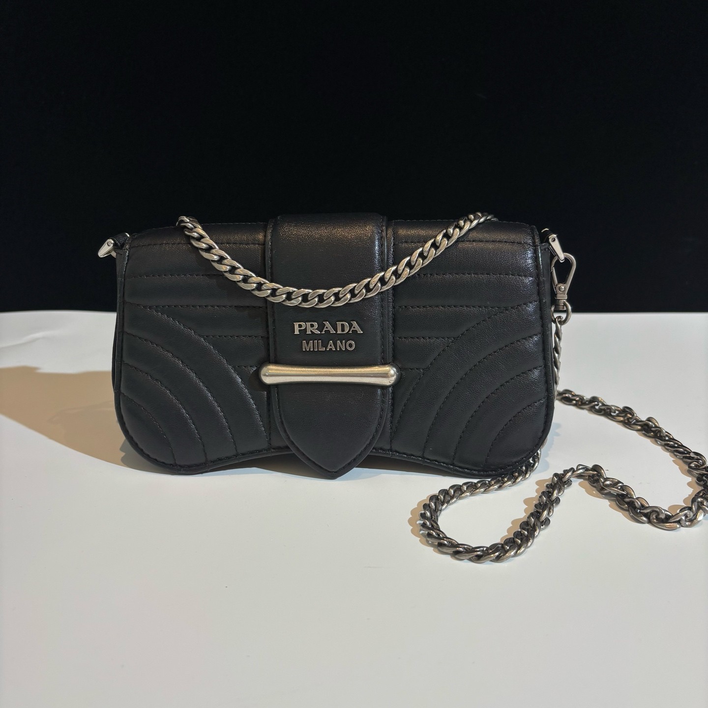 Prada Sidonie Mini Black Lambskin Leather Shoulder Crossbody Bag Duty Paid