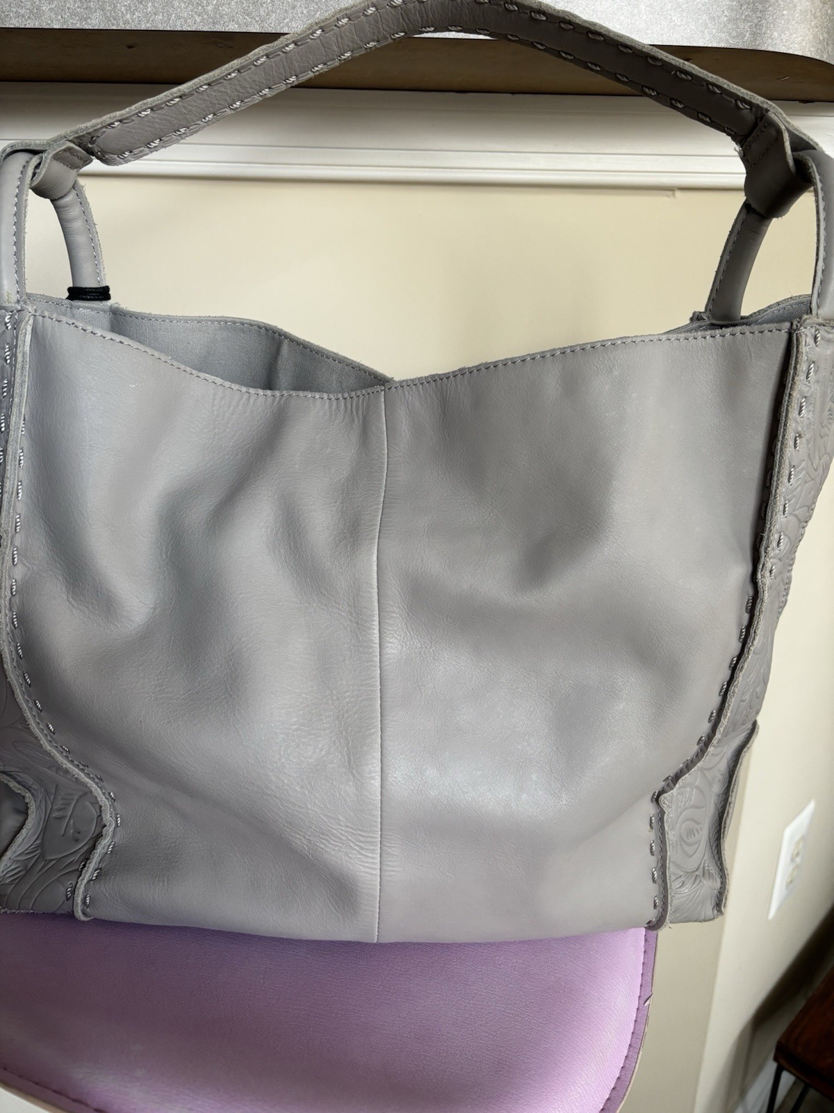 SAK LOS FELIZ SOFT SUPPLE LEATHER SLOUCHY HOBO TOTE SIZE LARGE DOVE GRAY *NWOT*