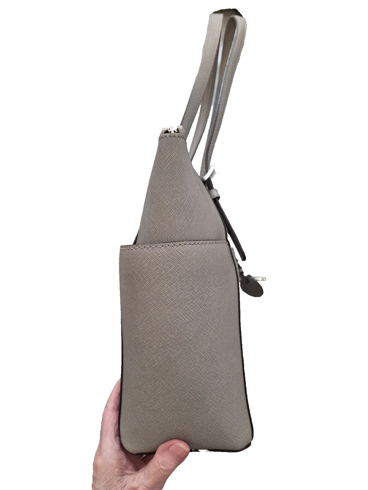 Michael Kors Jet Set medium saffiano leather shoulder bag 30F2GTTT8L Pearl Gray