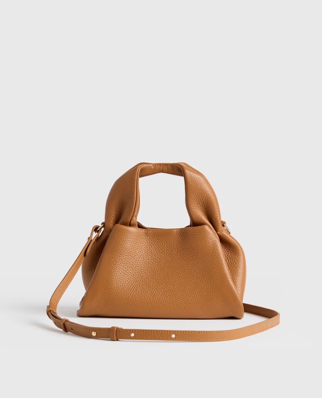 New QUINCE ITALIAN LEATHER TRAPEZE CROSSBODY BLACK SHOULDER BAG HANDBAG Cognac
