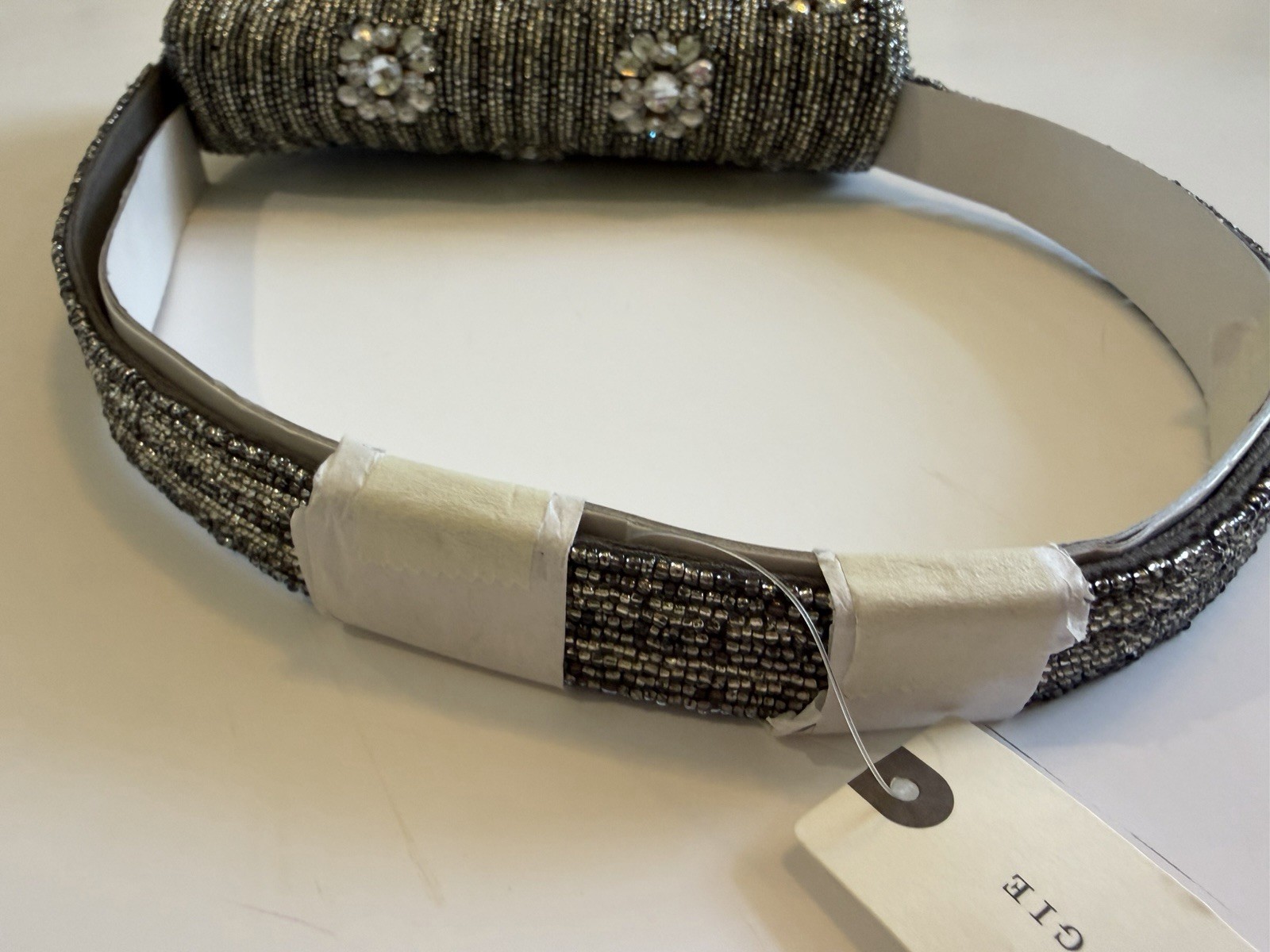Anthropologie Fiona Shoulder Bag NWT Silver Beaded Rhinestone Crystal Evening
