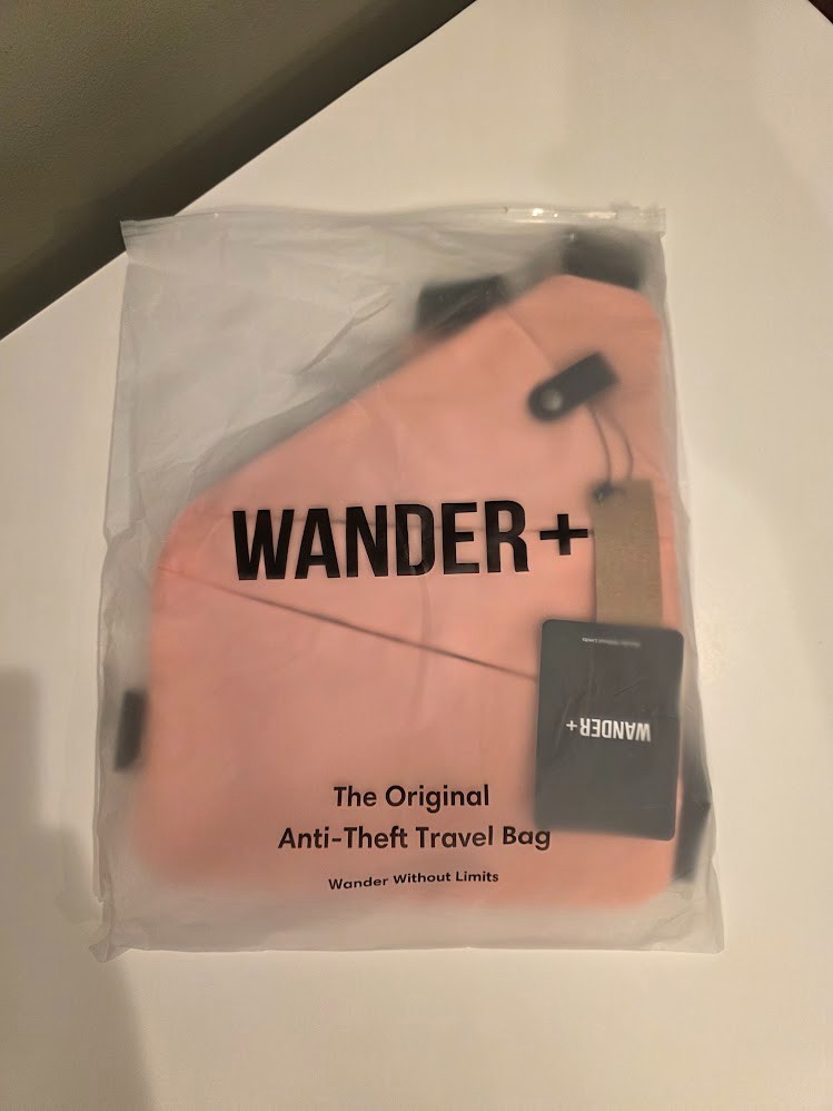 WANDER + PLUS® Anti-Theft Crossbody Travel Bag Pink 3 Pockets Zip Nylon