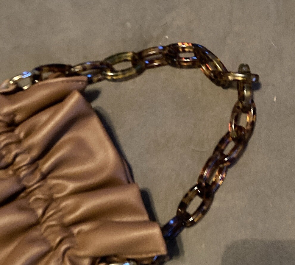 No Boundaries Women’s Drawstring Crossbody Handbag Brown Tortoise Chain