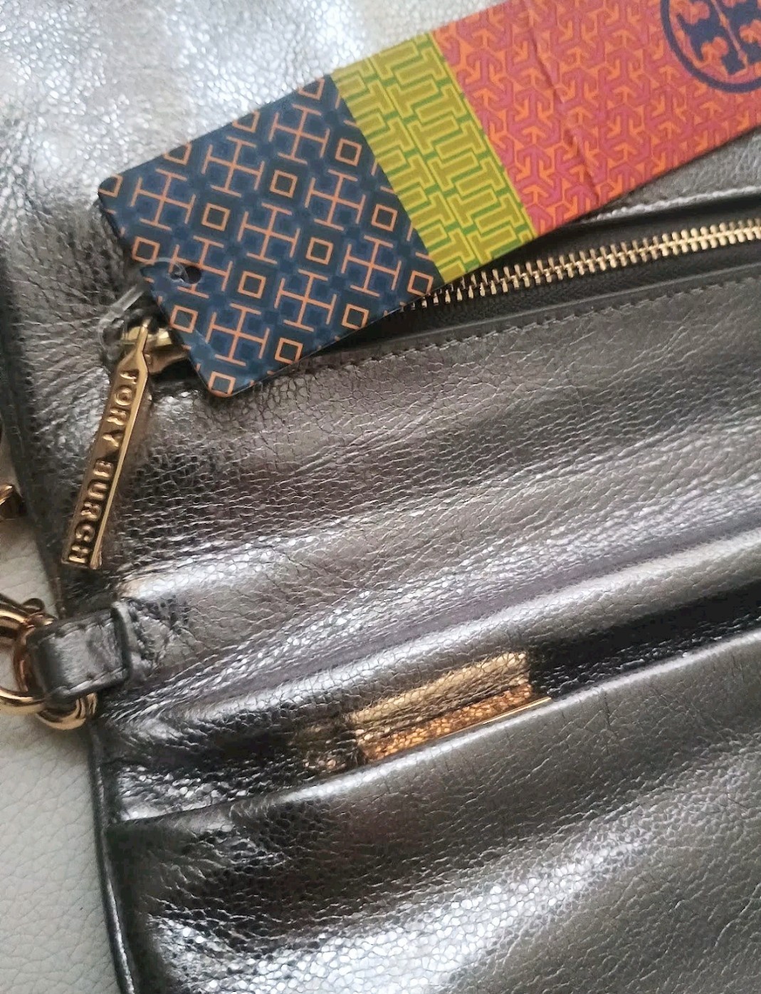 Tory Burch Handbag Shoulder Bag Steel Gray w/Chain Free Shipping w/ Dust Bag New