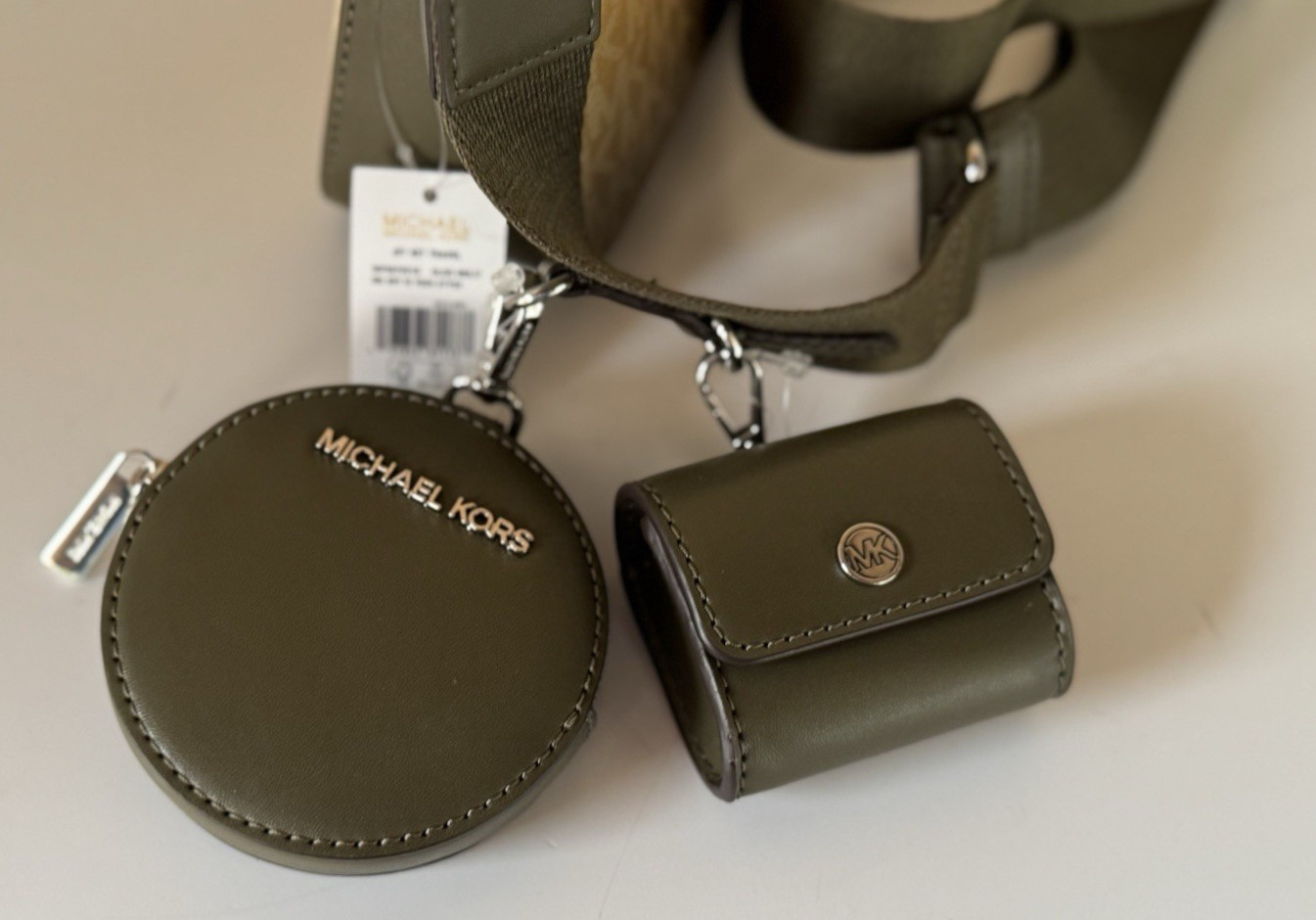 Michael Kors Jet Set Travel S Crossbody Bag Tech Attacked MK Ombre Olive Multi