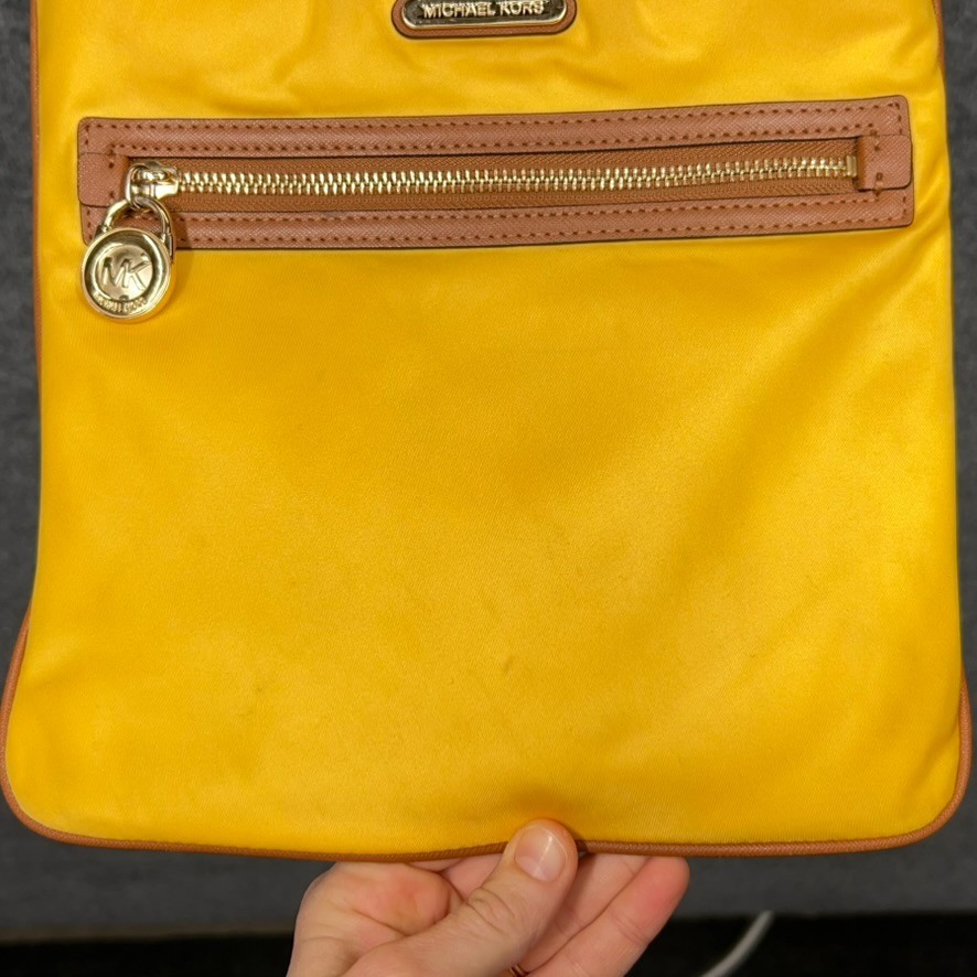 Michael By Michael Kors Yellow Crossbody Nylon Bag Purse Classic Designer Casual