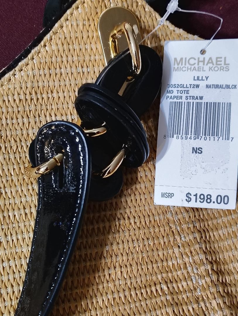 Michael Kors Shoulder bag natural / black Straw “Lilly”