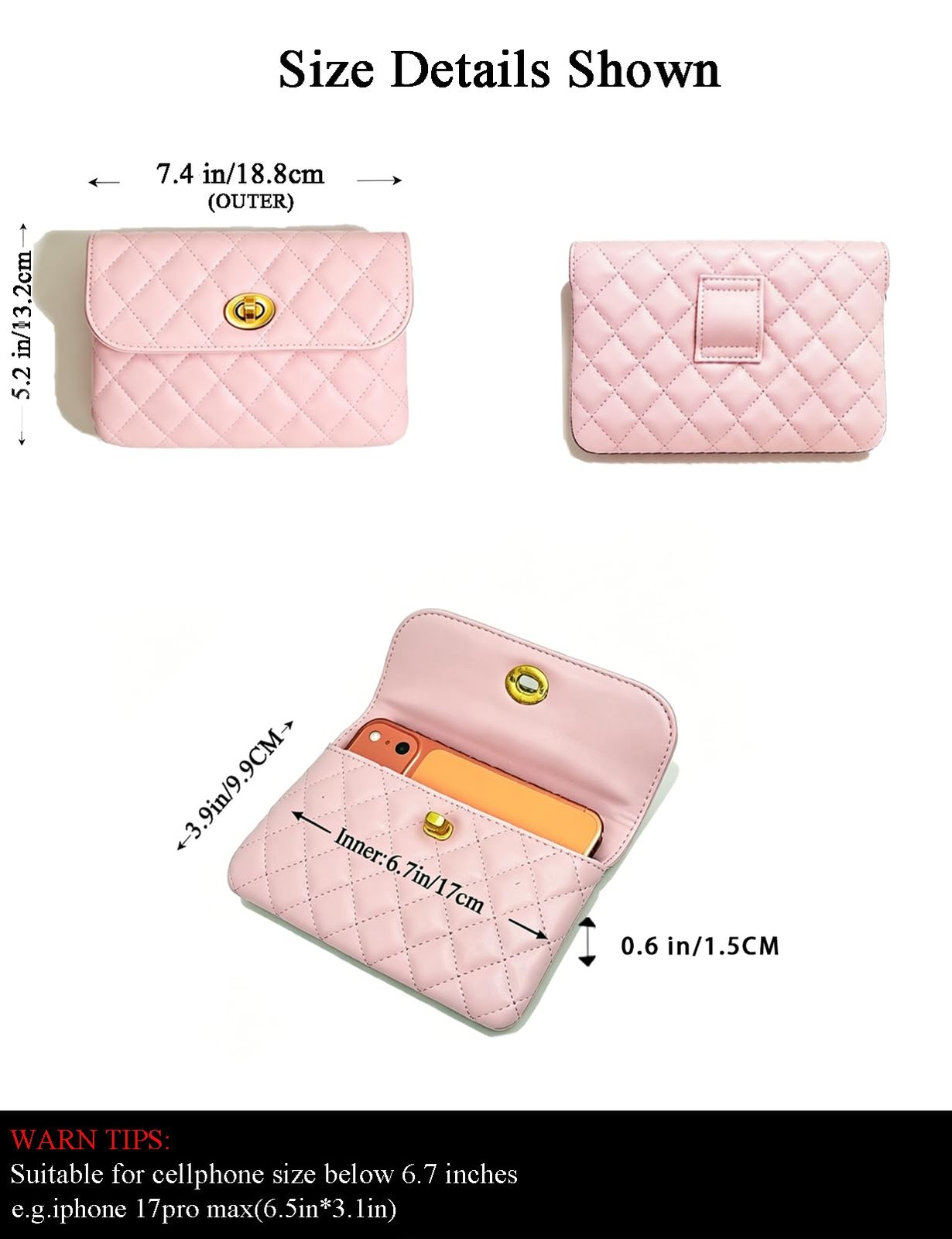 Leather Chain Belt Bag for Pink Crossbody Purse Adjustable Fanny Pack Fashion…