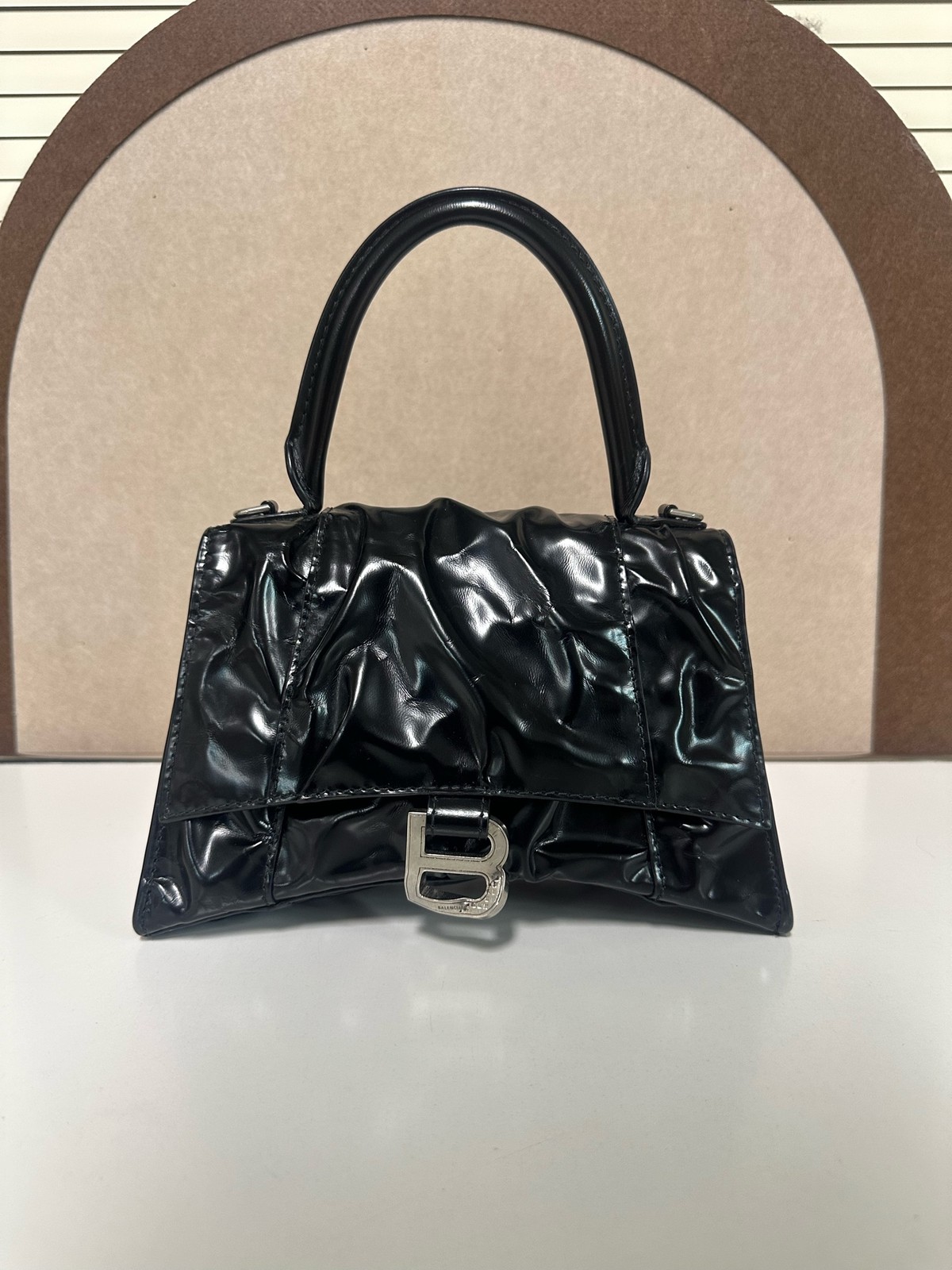 Authentic Balenciaga Embossed Sheepskin Top Handle Bag Black eBay AG