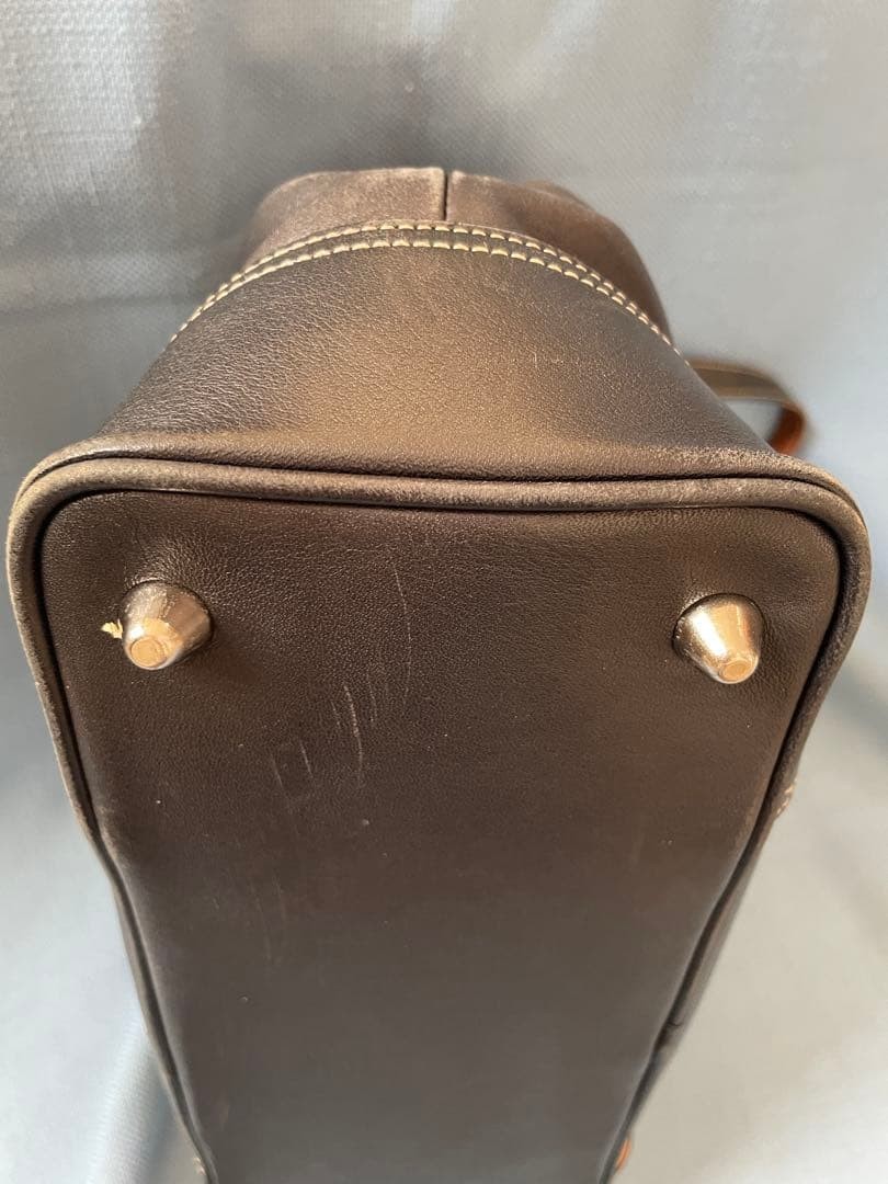 Old Coach 9605 Black x Brown Trapezoid Leather Handbag