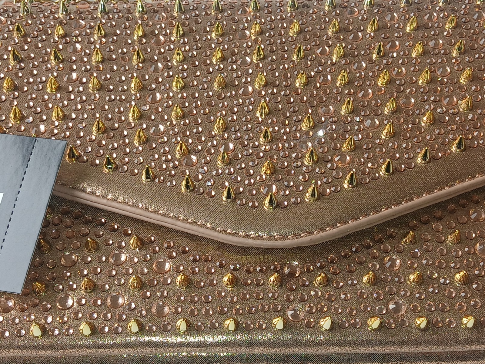Steve Madden Gold Metallic Rhinestone Studded Clutch Chain Strap Magnetic