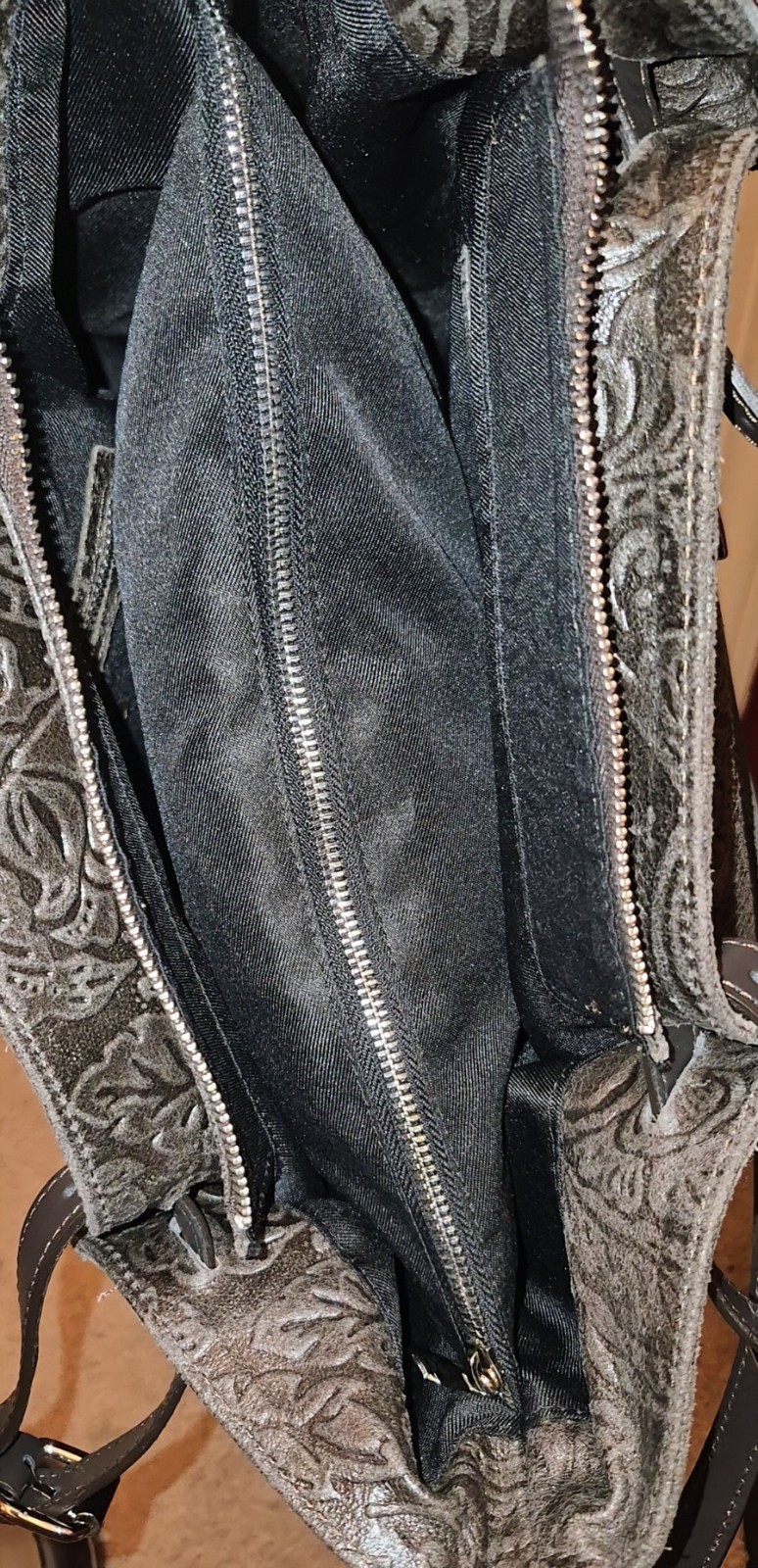 NWT ISADORA Bellissimo Tooled Leather Satchel Bag (STL3037) Chocolate