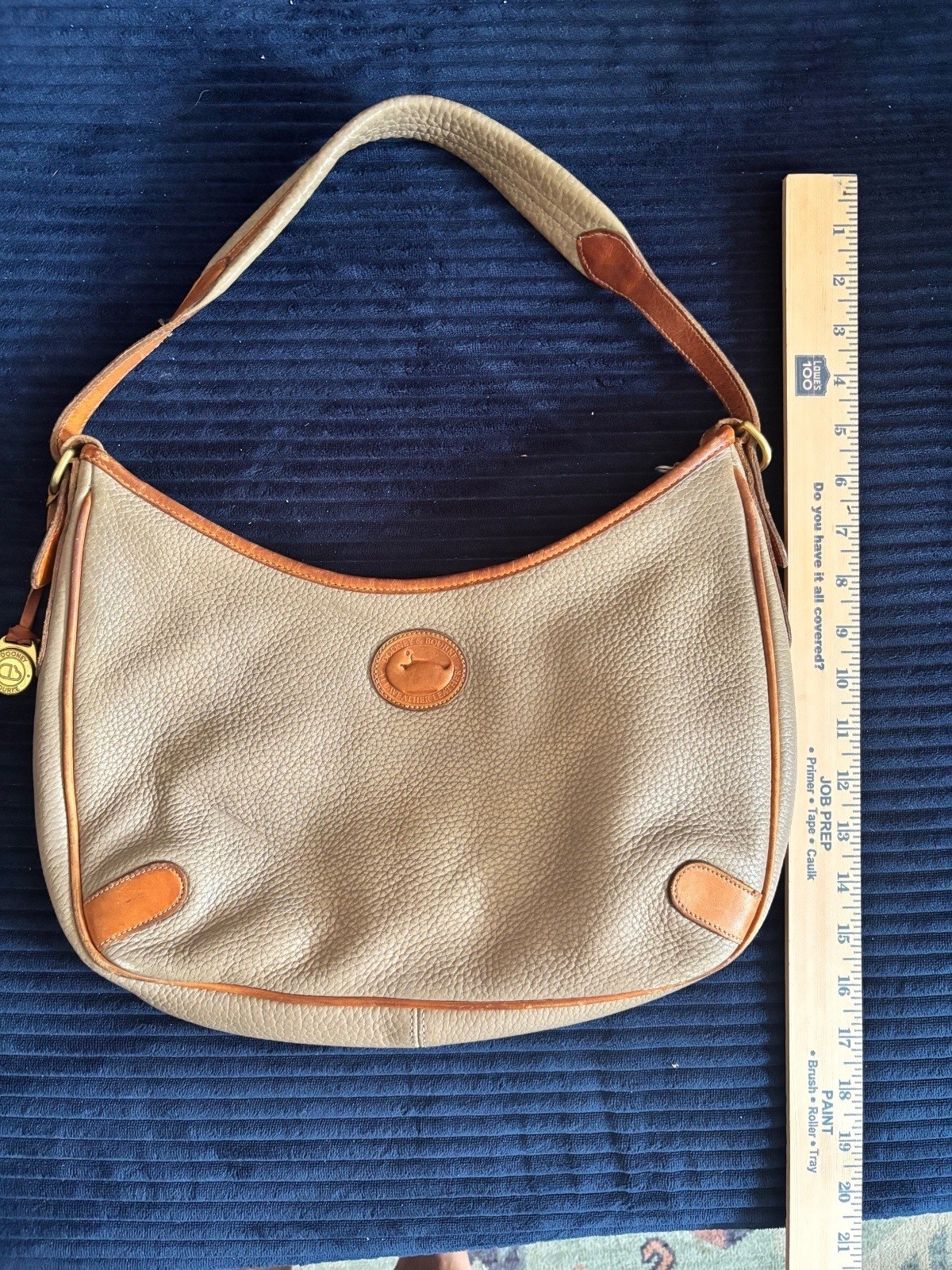 Vintage Dooney & Bourke Pebbled Leather Hobo Bag with Tan Trim