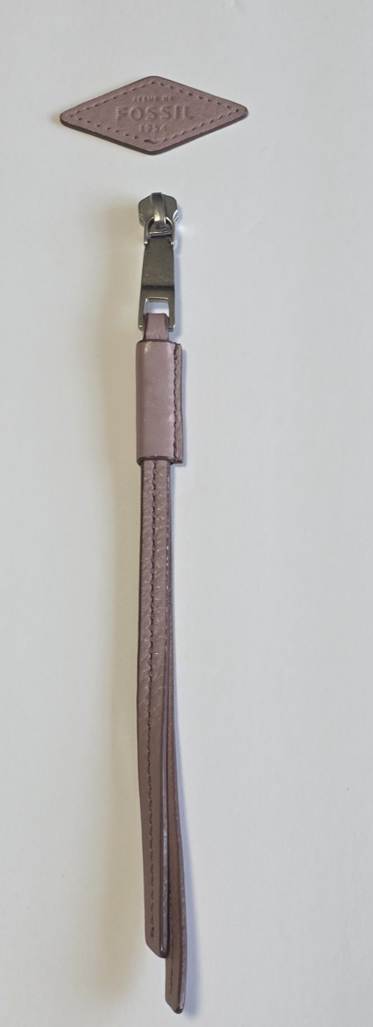 Fossil Replacement Large Mauve Leather Silver Tone Zipper Pull/ Slide Parts