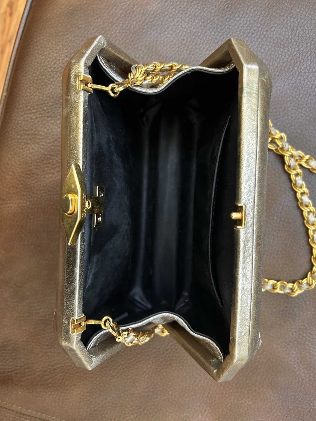 Bally Gold Quilted Leather Chain Shoulder Bag