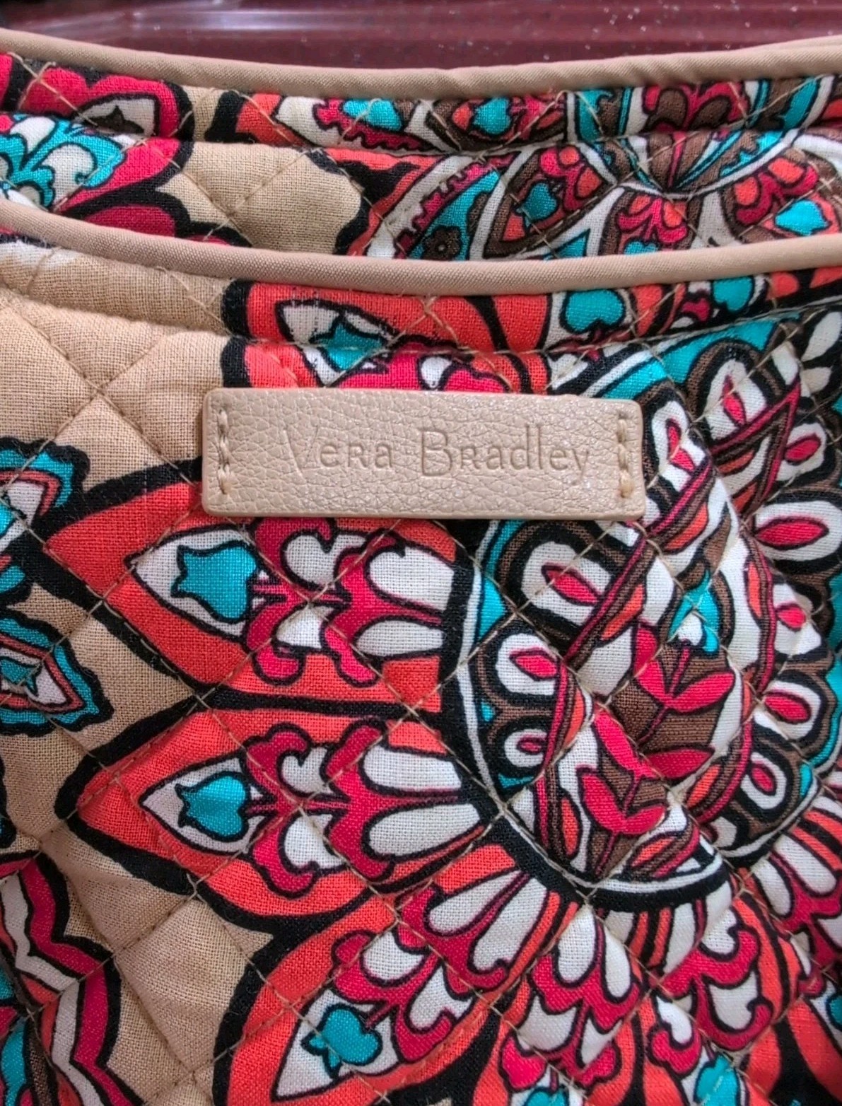 Vera Bradley Retired Spring 2018 DESERT FLORAL Large Handbag / Tote Beige Red