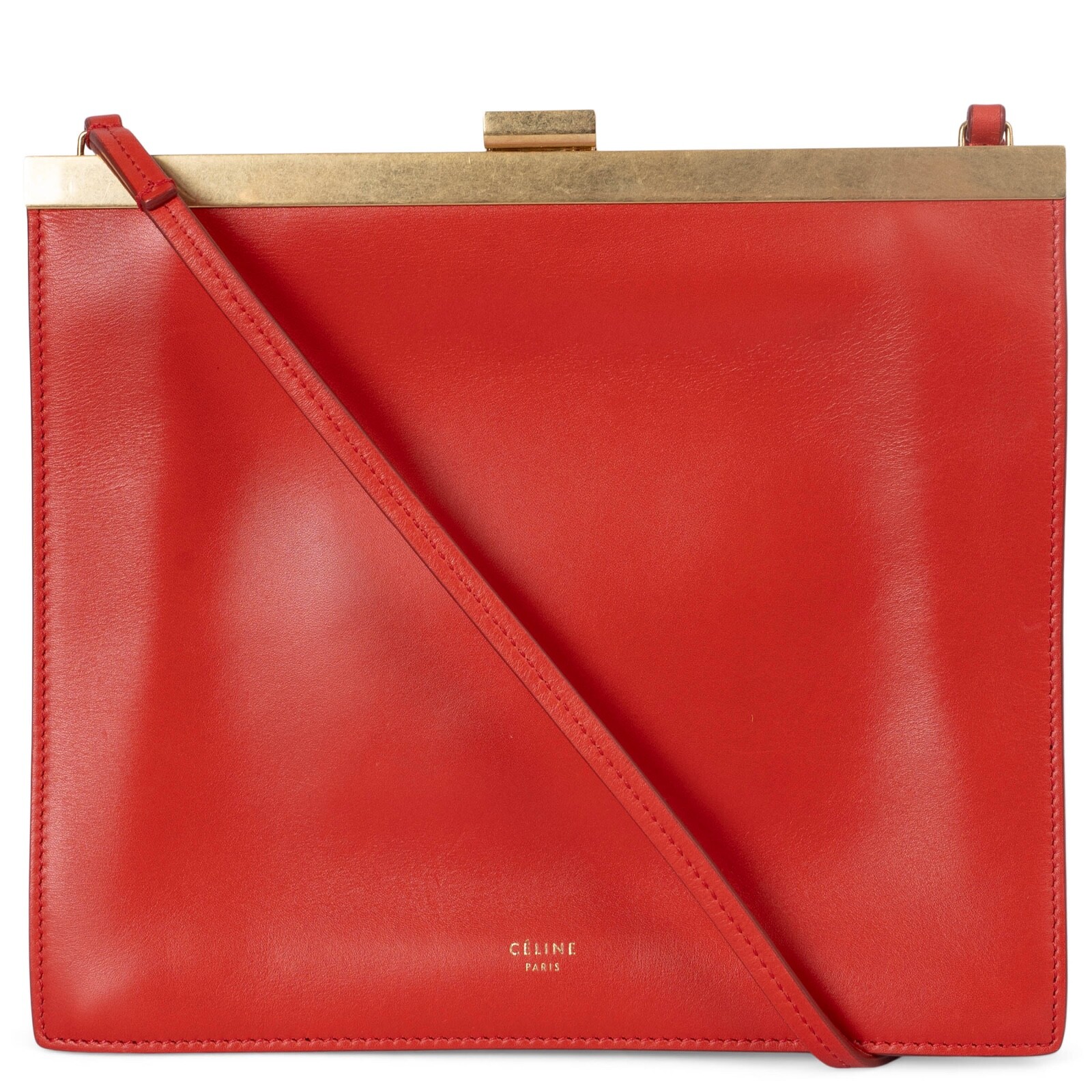 70571 auth CELINE red leather 2017 CLASP MINI Shoulder Bag