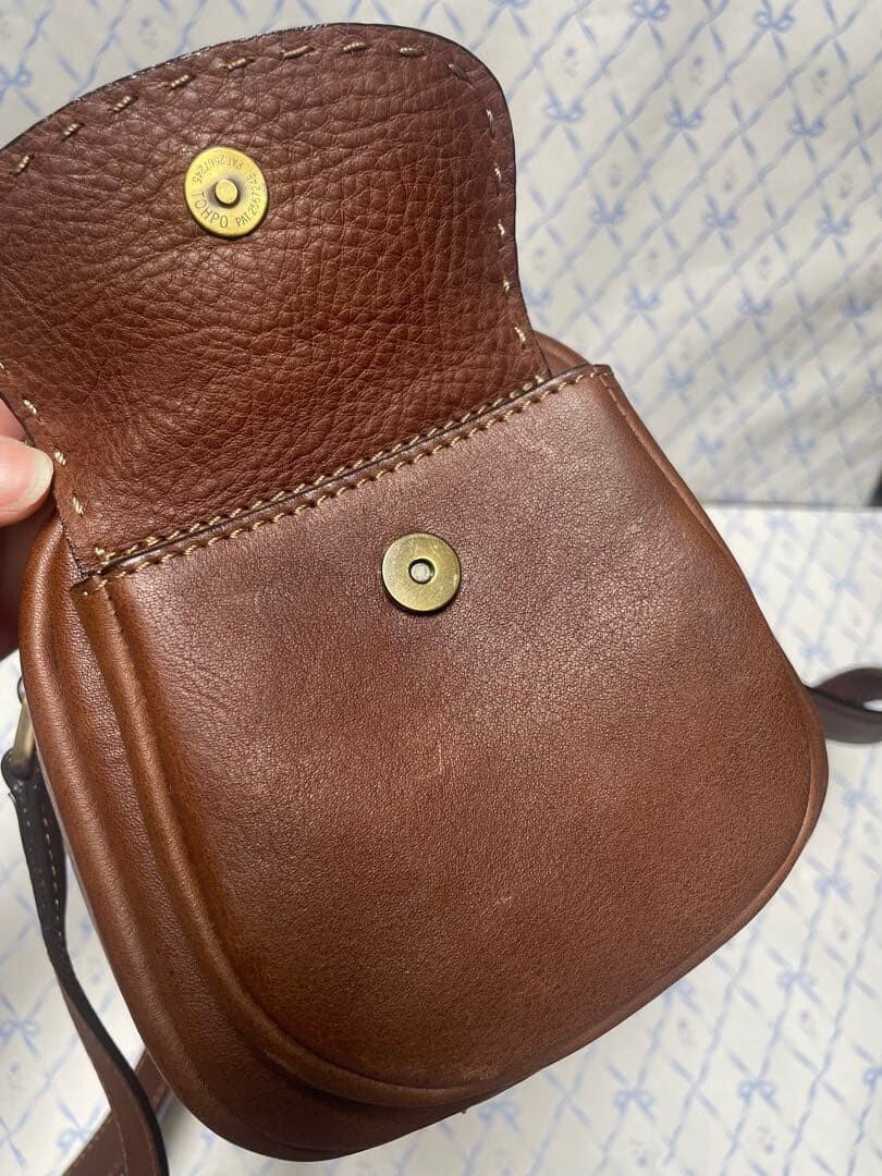 Tsuchiya Kaban Leather Mini Boston Bag Brown Stitch Side Pockets JAPAN Made