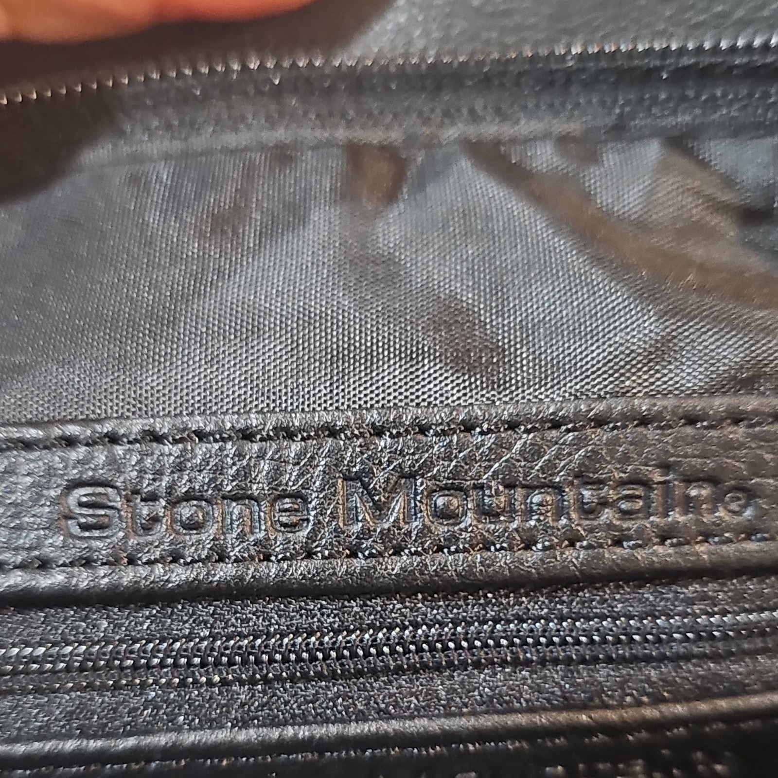 Stone Mountain Black Tote Bag Silver Hardware Buckle Accent Zip Double Handles