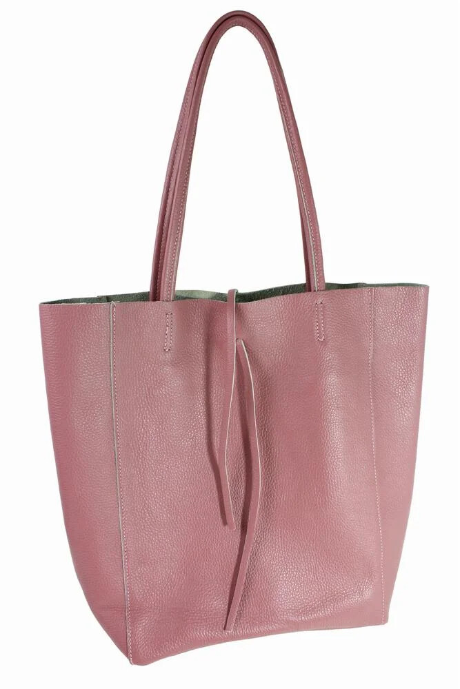 Lisa Italian Rose Soft Leather Shopper Tote Bag Internal Zipper Pouch Gift
