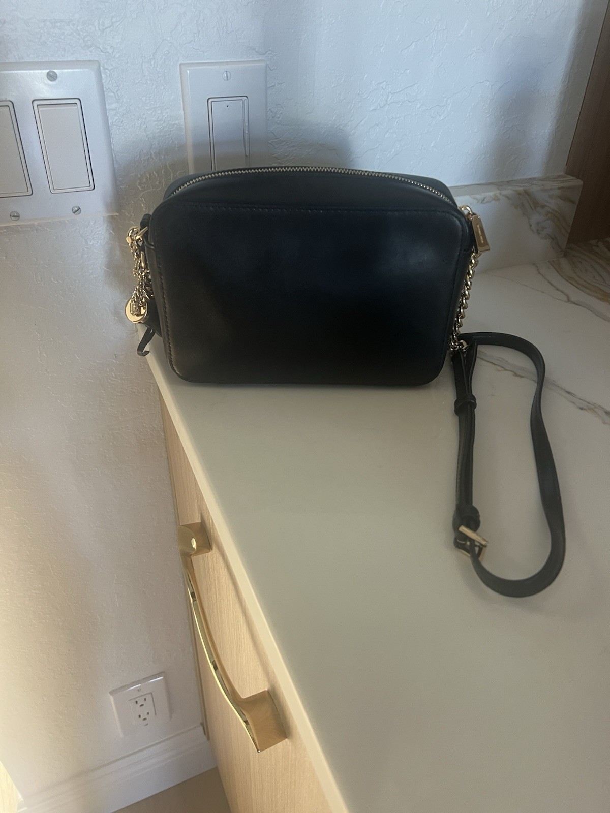 Michael Kors Leopard Animal Print Crossbody Bag Gold Chain Tassel Zip