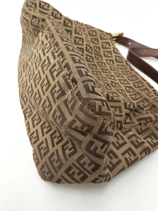 Fendi Mamma Bucket Zucca 8BR001 Nylon Brown Shoulder Bag Women’s #TB3448