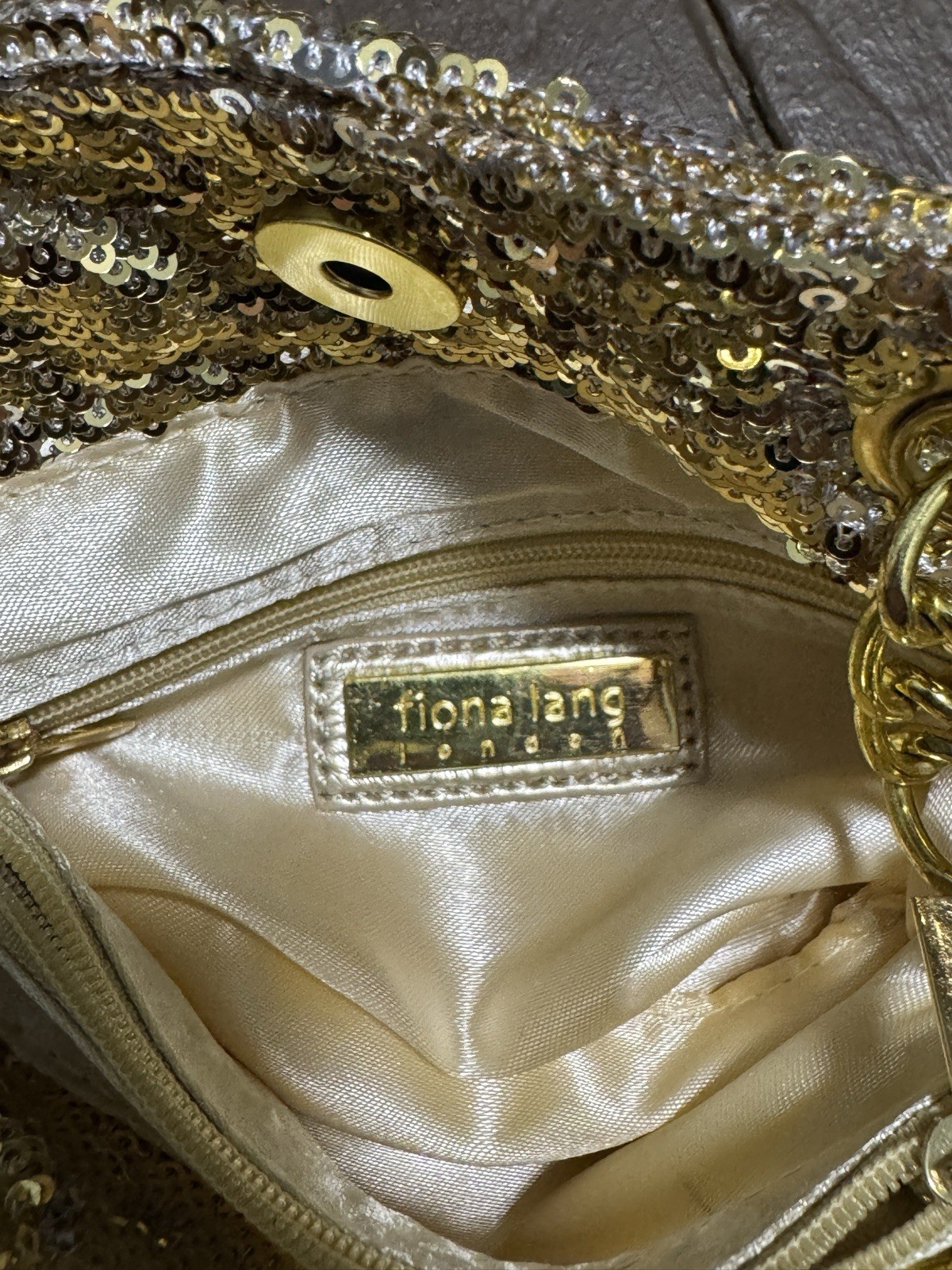 Fiona Lang London Gold/Silver Sequin Evening Bag Shoulder Clutch