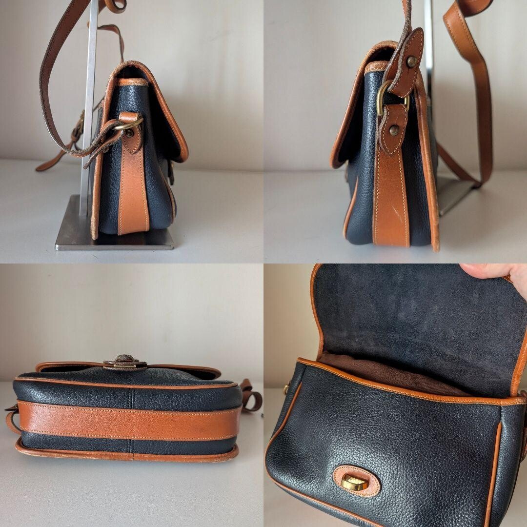 Dooney Bourke Duck Logo Leather Crossbody Bag Purse Black Brown 10.8in