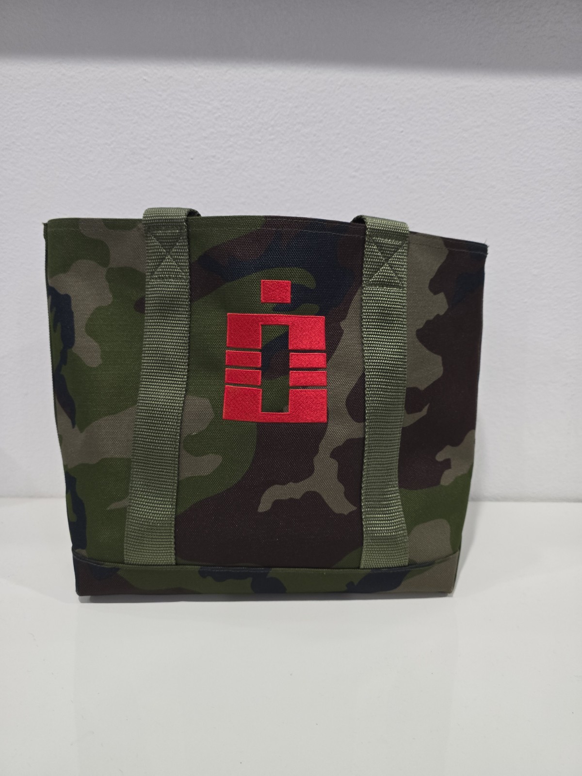 L.L. Bean Camo Boat and Tote Bag with Red Embroidered Logo