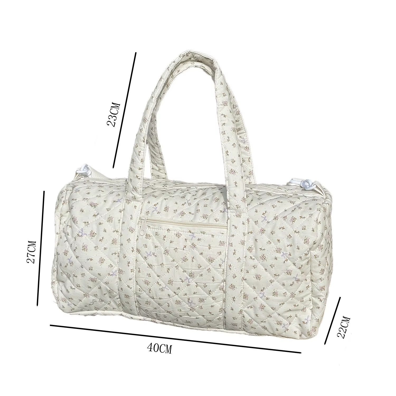 Women Floral Quilted Travel Bag Large Capacity Lightweight Boston Shoulder Handb
