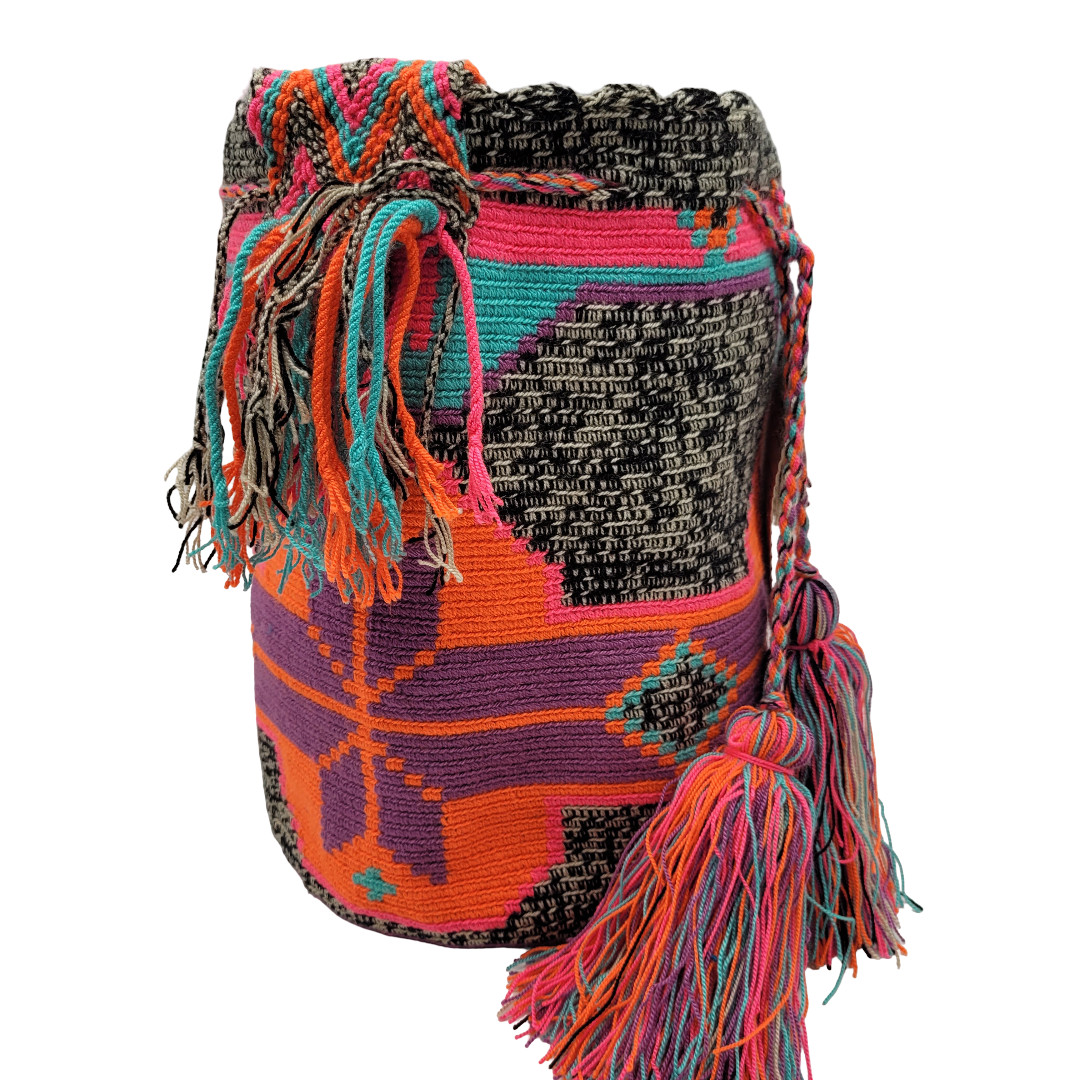 Colombian 🇨🇴 Handmade Large MANY COLORS Wayuu Tribe Mochila Bucket Boho Bag