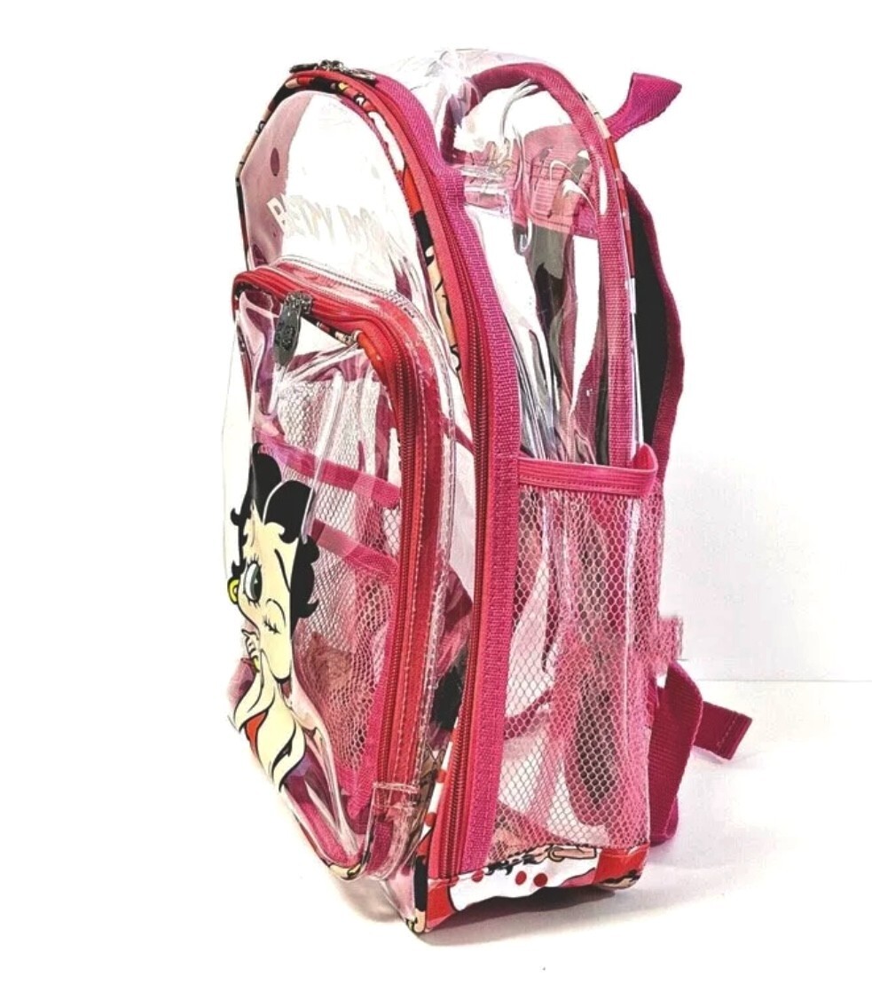 Betty Boop Large Clear Backpack 16″ Purse Work All Travel Bag New