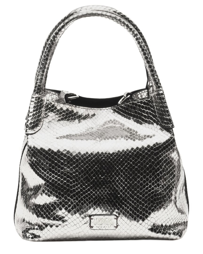 Frances Valentine Teeny Sweet Pea Metallic Snake-Embossed Leather Tote Women’s