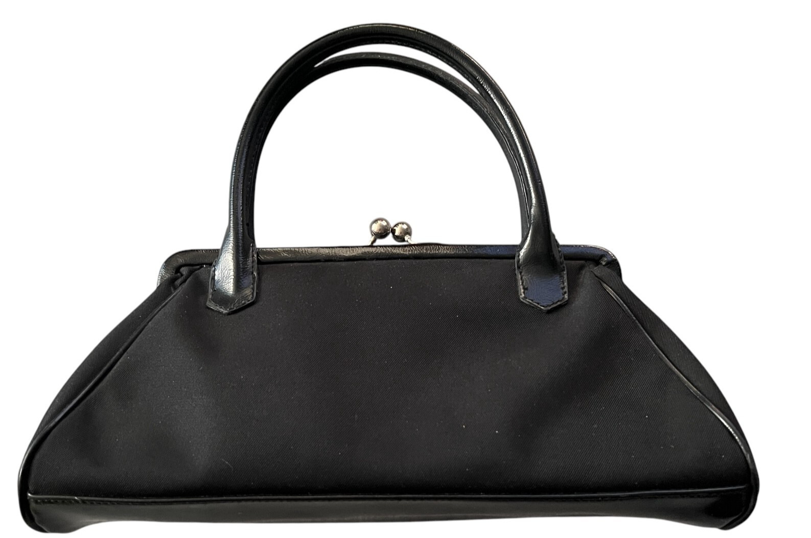 Vtg Valerie Stevens Triangle Black Purse Double Handle Coin Bag Credit Card Slot
