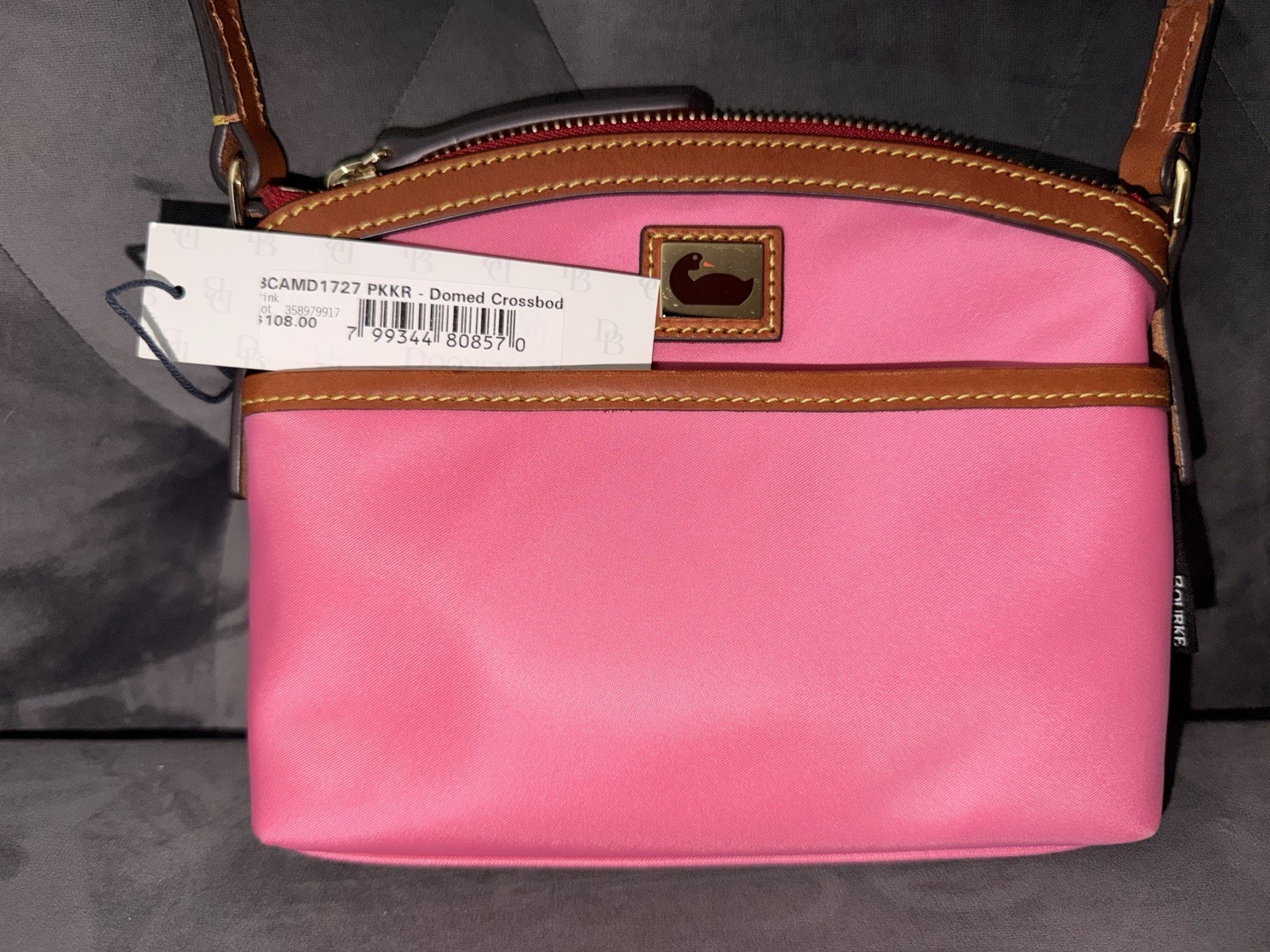Dooney & Bourke Pink Nylon Crossbody Bag with Duck Logo Leather Trim, Y2K NWT