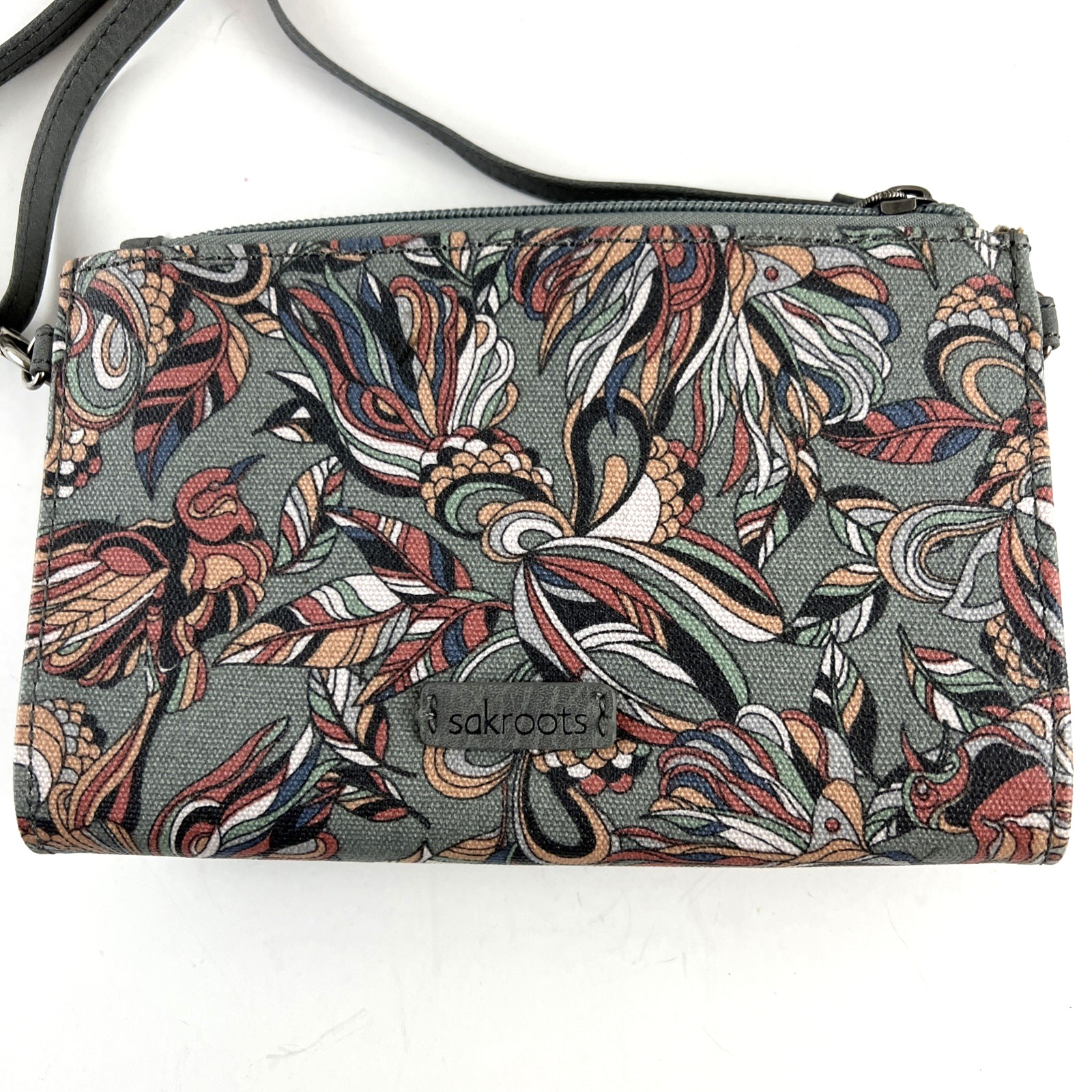 SAKROOTS Olympic Large Smartphone Crossbody Wallet Bag Birds Multicolor Handbag