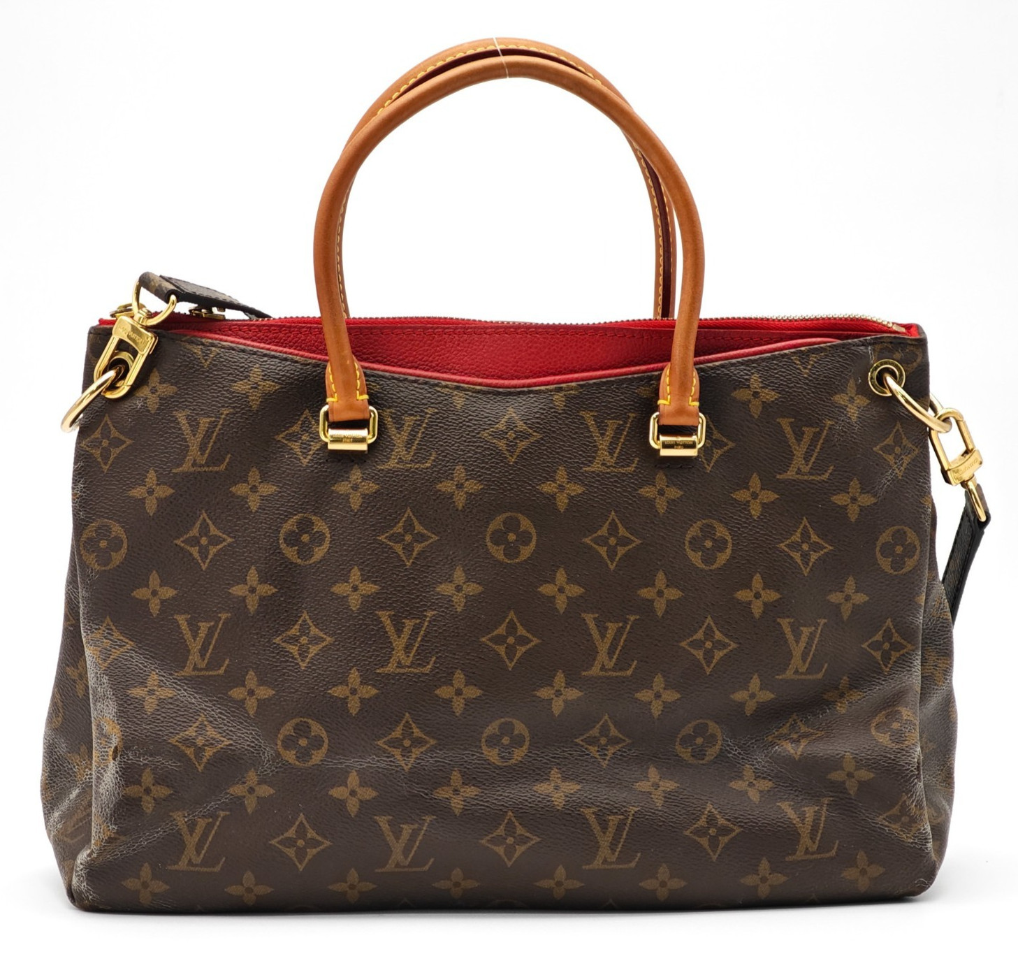 LOUIS VUITTON Pallas MM Monogram 2Way Shoulder HandBag M40466 Auth RED 0111