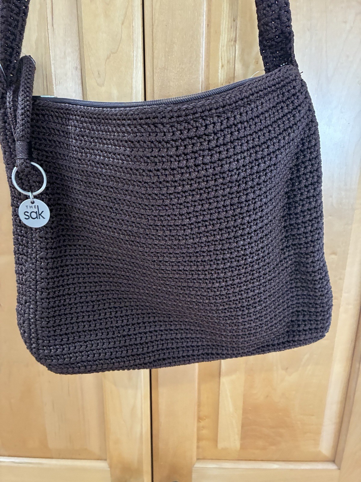 The Sak Original Vintage Y2K Boho Style Crochet Knit Color Blocked Shoulder Bag
