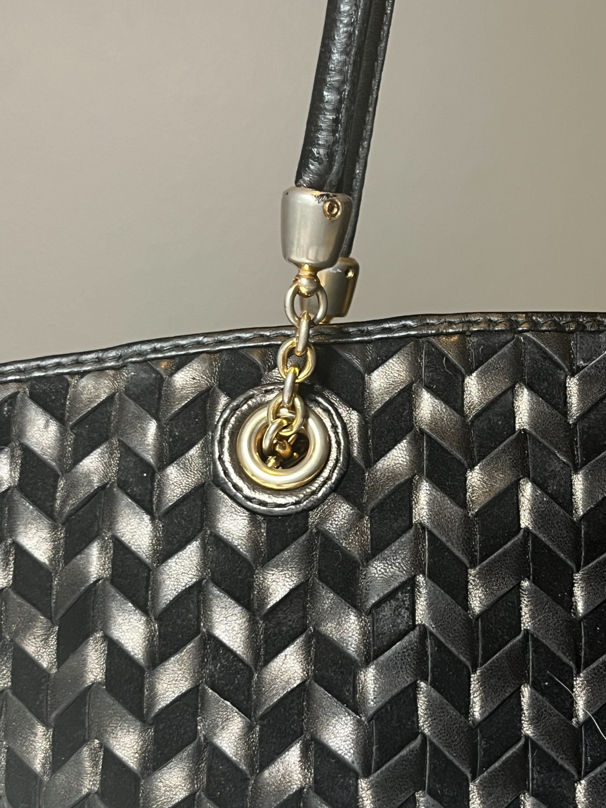 Bally Black Woven Suede & Leather Vintage Tote Bag
